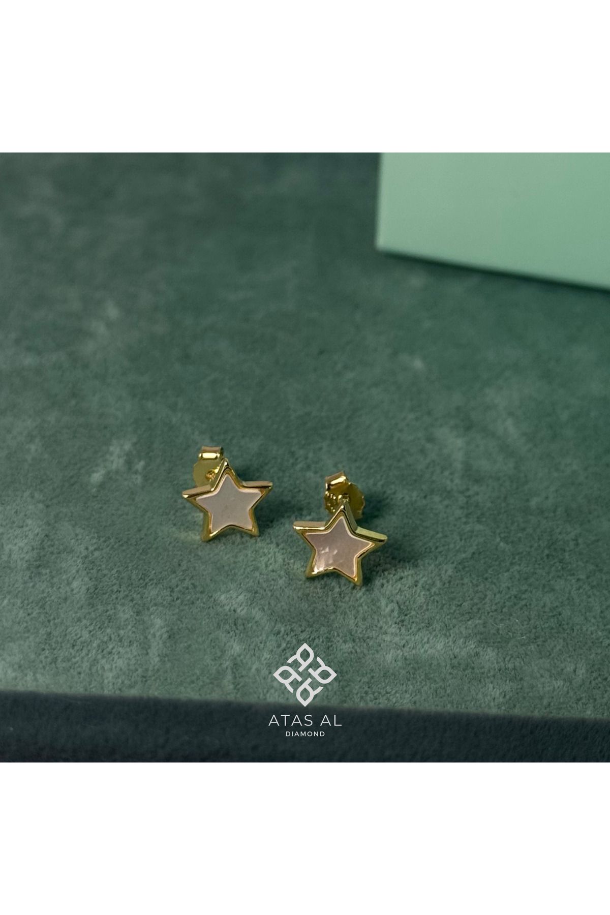 Atas Al Diamond Altın Kaplama Yıldız 925 ayar Gümüş Küpe