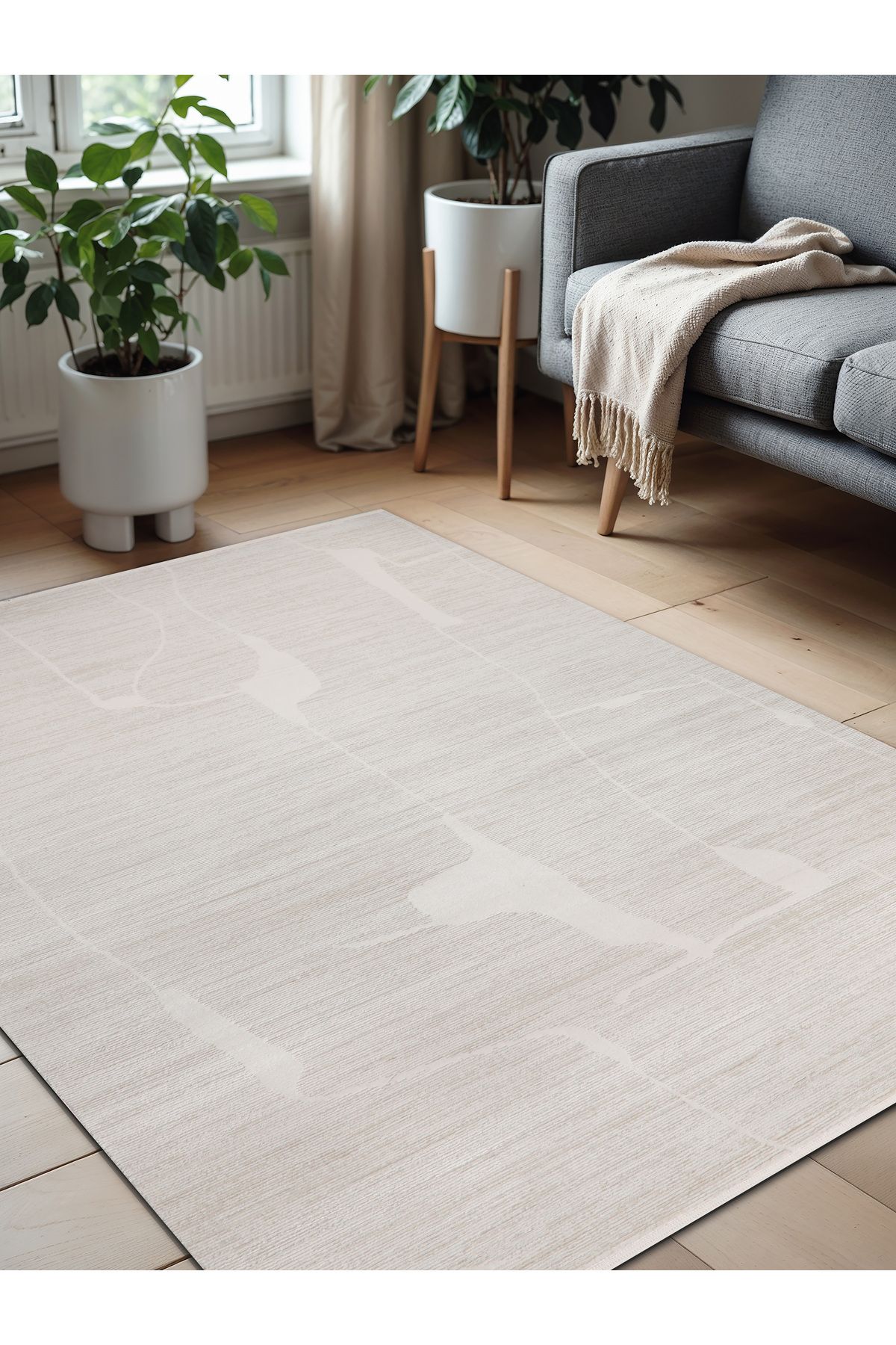LIBRAHOME Ekru Krem Yumuşak Dokulu Makine Halısı Tozumaz Saçaklı Yolluk Çocuk Oturma Odası Salon Mutfak