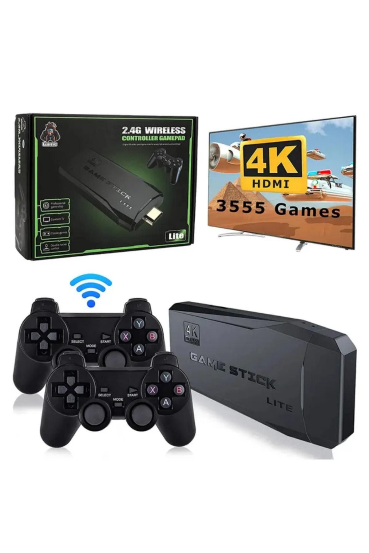 Kensa 2.4g Uyumlu Kablosuz Çift Kol Oyunlar 4k Game Stick 20.000 Oyun Retro Atari