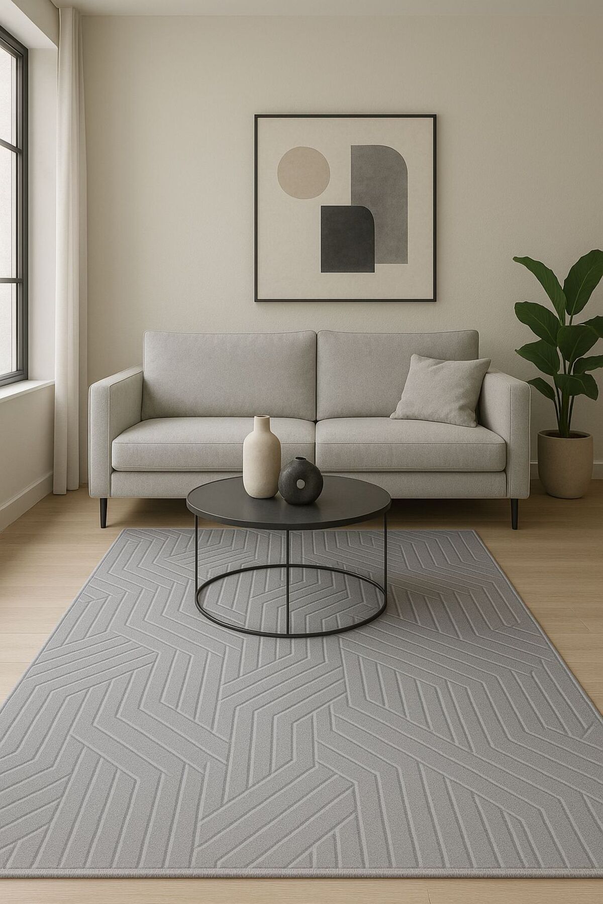 KEVLİNE Kevline Home Modern Dekoratif Halı Kaymaz Taban Yıkanabilir Salon Halısı