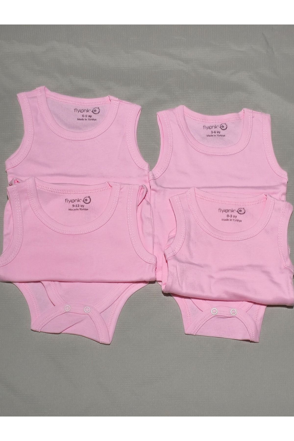 FİYONK %100 Organik Pamuk 5li Atlet Bebek Çıtçıtlı Body Zıbın