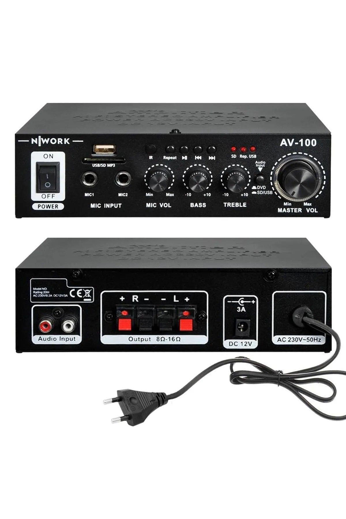 Nwork Anfi 100w Usb/sd/mp3 220/12v Stereo Bluetooth Av-100