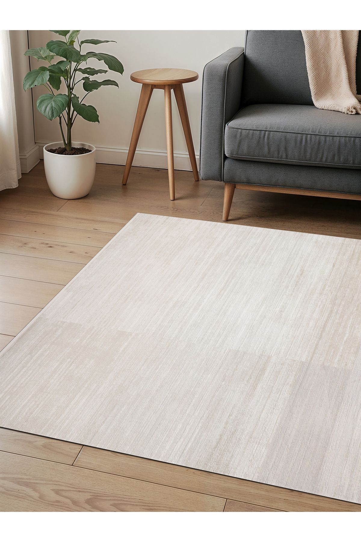 LIBRAHOME Gri Krem Yumuşak Dokulu Makine Halısı Tozumaz Saçaklı Yolluk Çocuk Oturma Odası Salon Mutfak