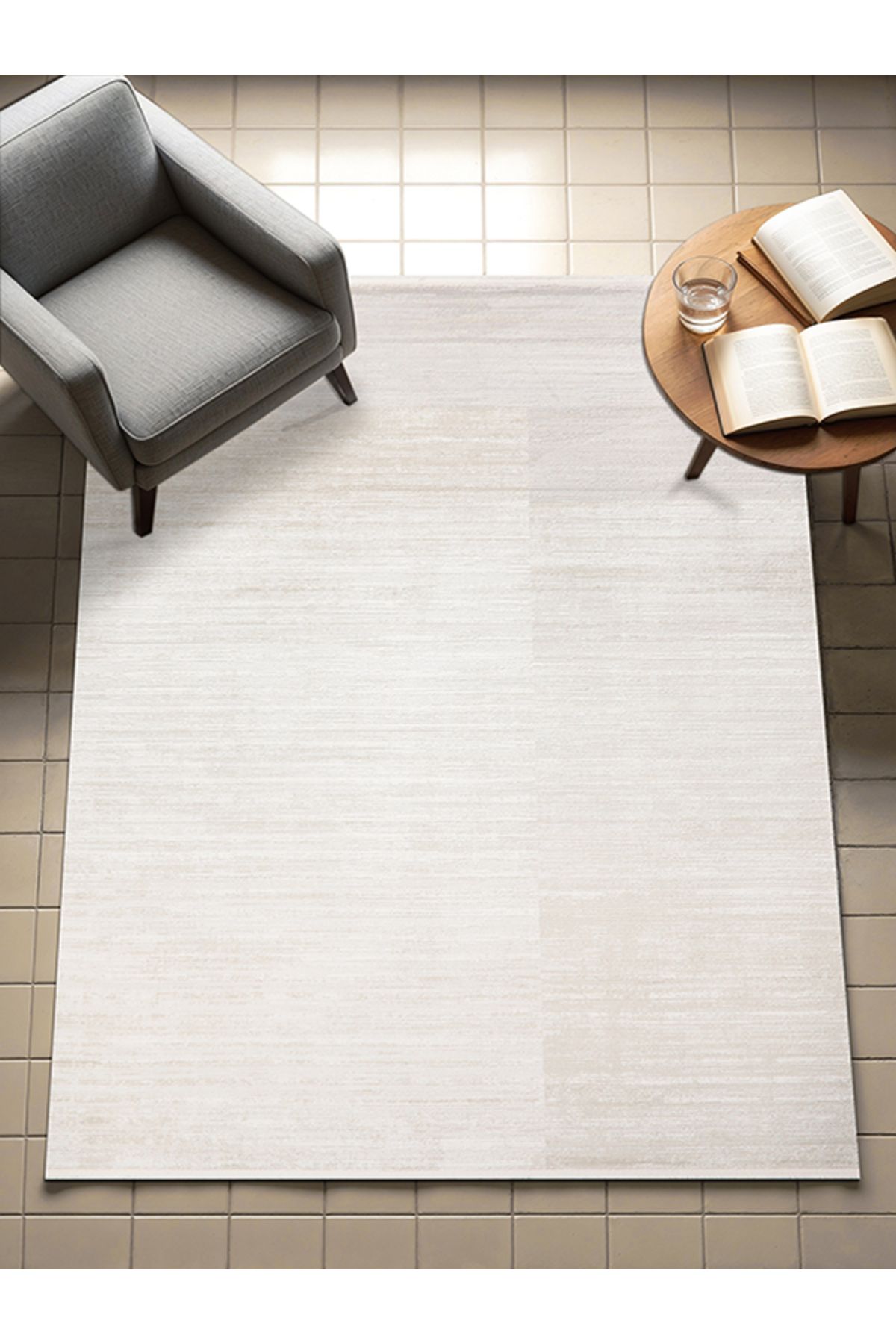 PARLA CARPET Gri Krem Yumuşak Dokulu Makine Halısı Tozumaz Saçaklı Yolluk Çocuk Oturma Odası Salon Mutfak