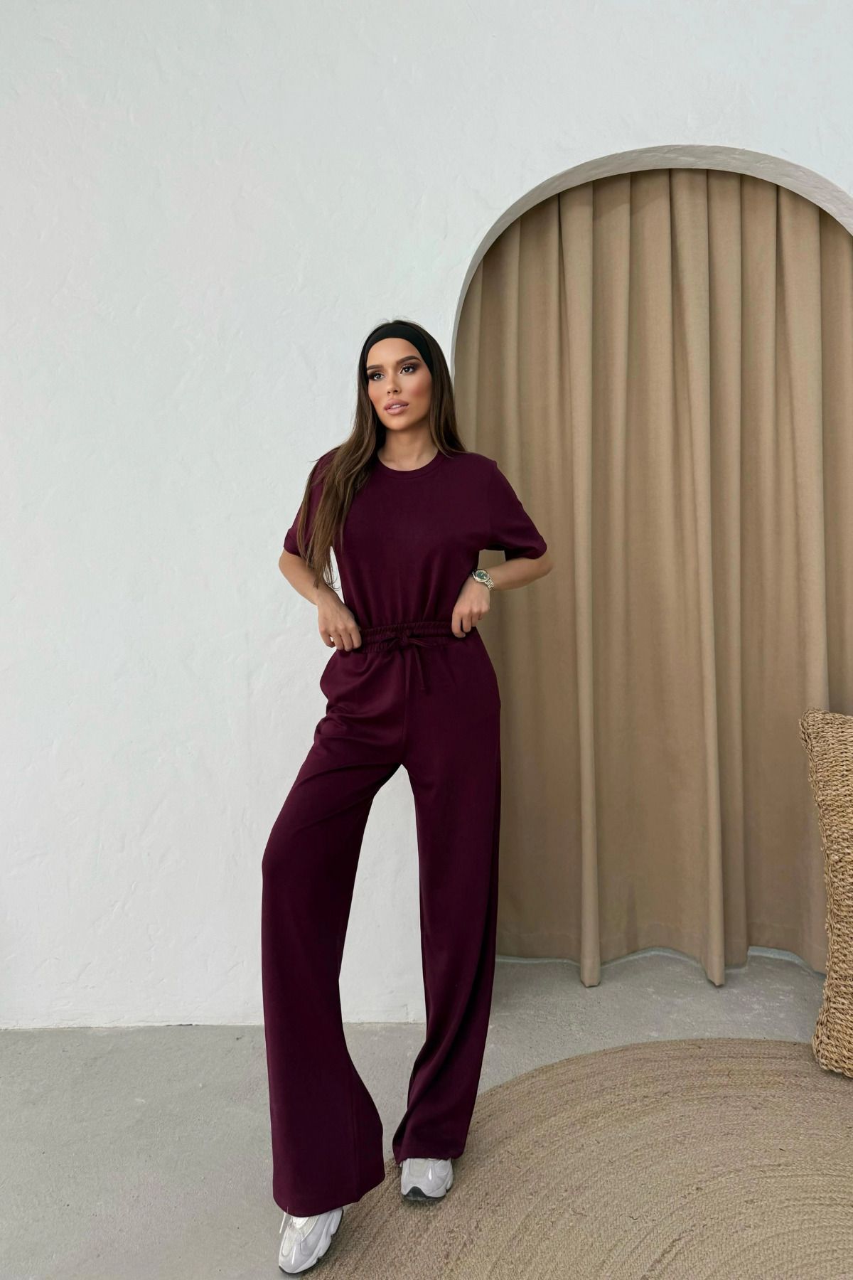 MOZENA Bisiklet Yaka Bluz Pantolon 2'li Modal Takım