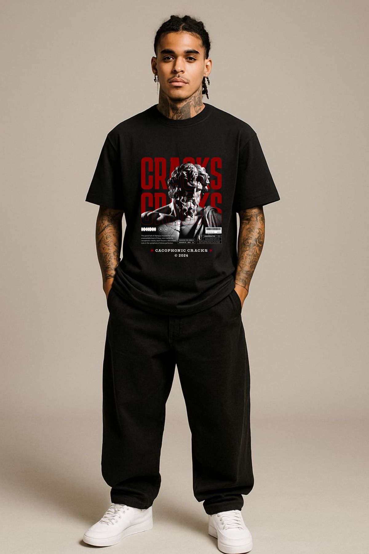 MAYK STREETWEAR OVERSIZE TSHIRT - UNISEX CRACKS BASKILI TSHIRT