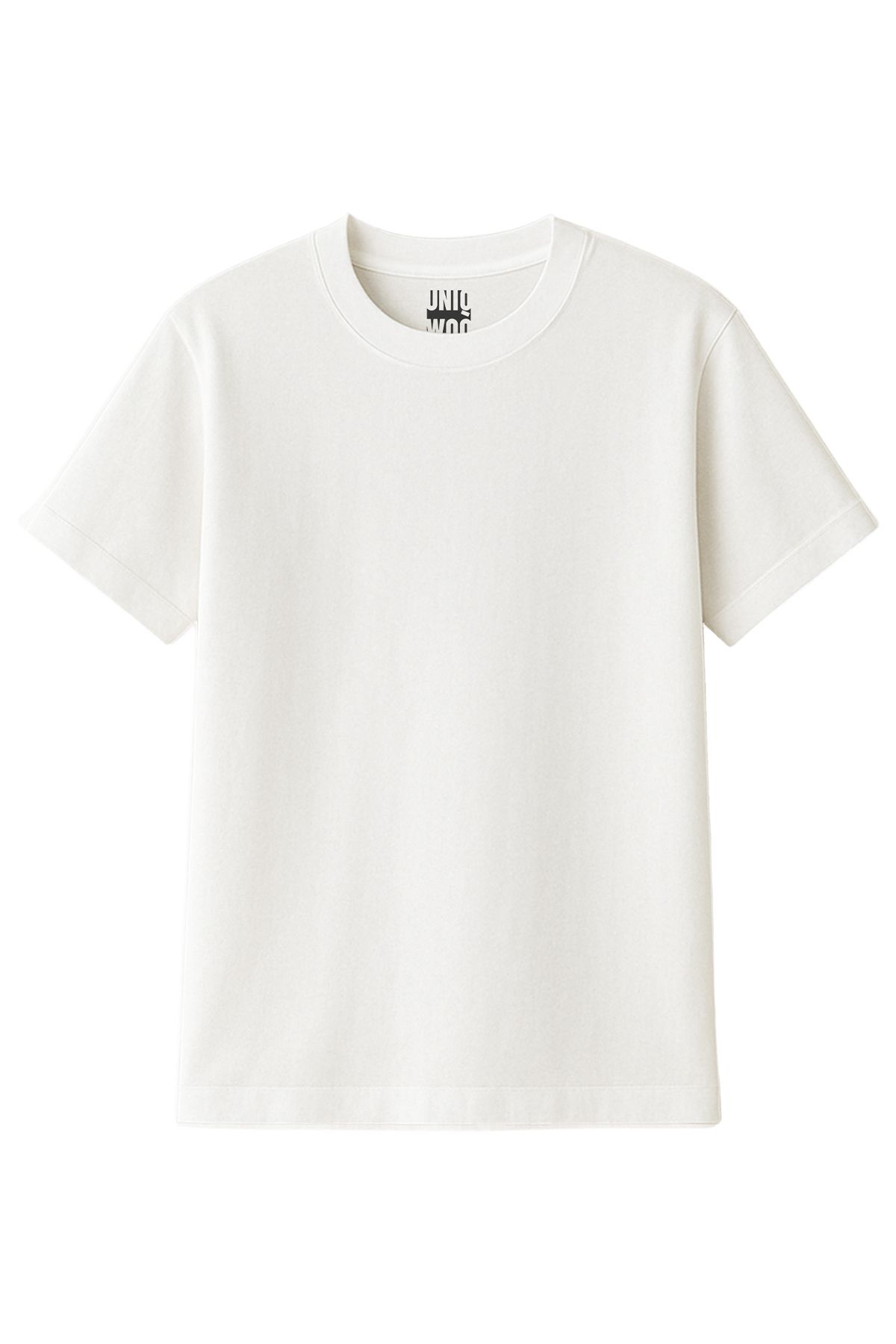 uniqwo Unisex %100 Pamuk Regular Beyaz Basic T-Shirt