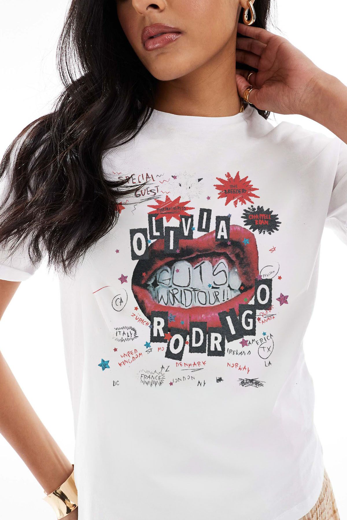 Tee&more. Unisex Regular Fit Olivia Rodrigo Guts Dünya Turnesi Baskılı Premium T-shirt