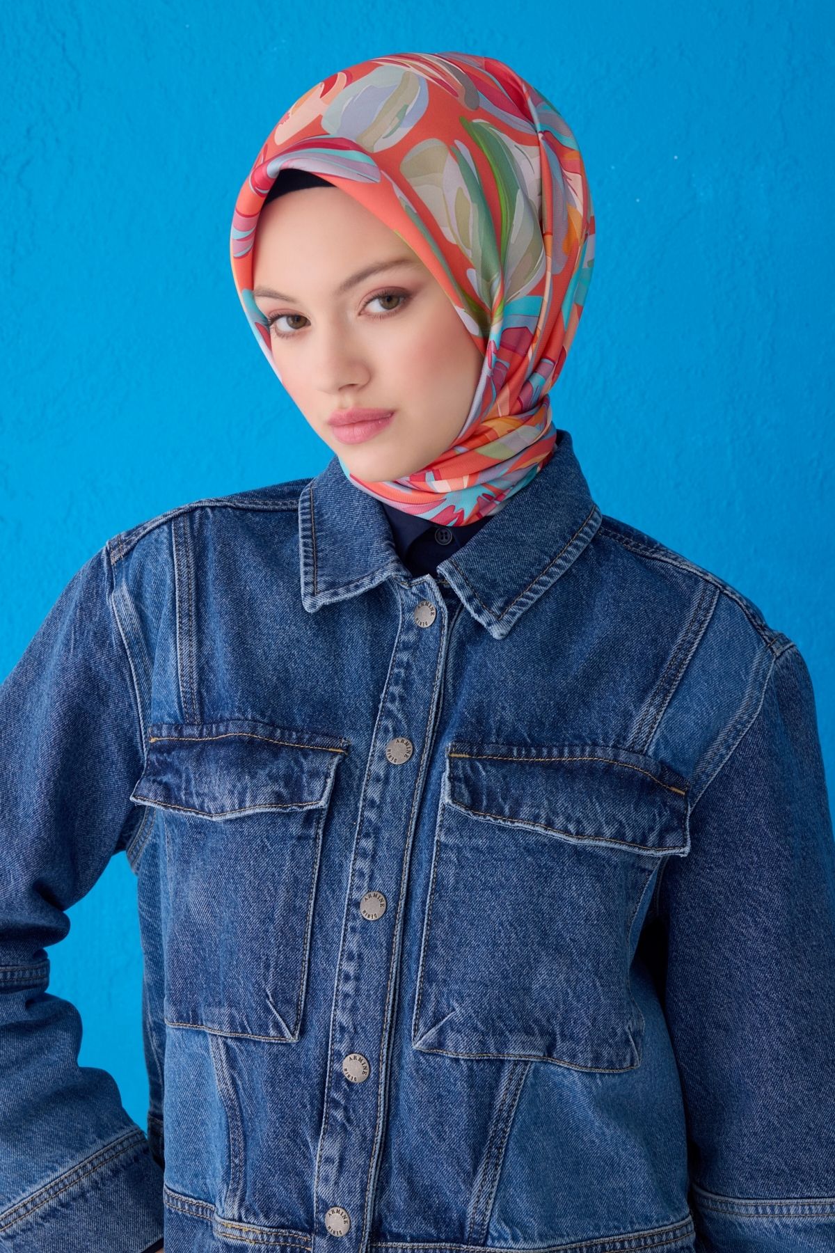 Belli Saf İpek Eşarp 4107D (Twill İpek) 90 x 90 Mavi - 08