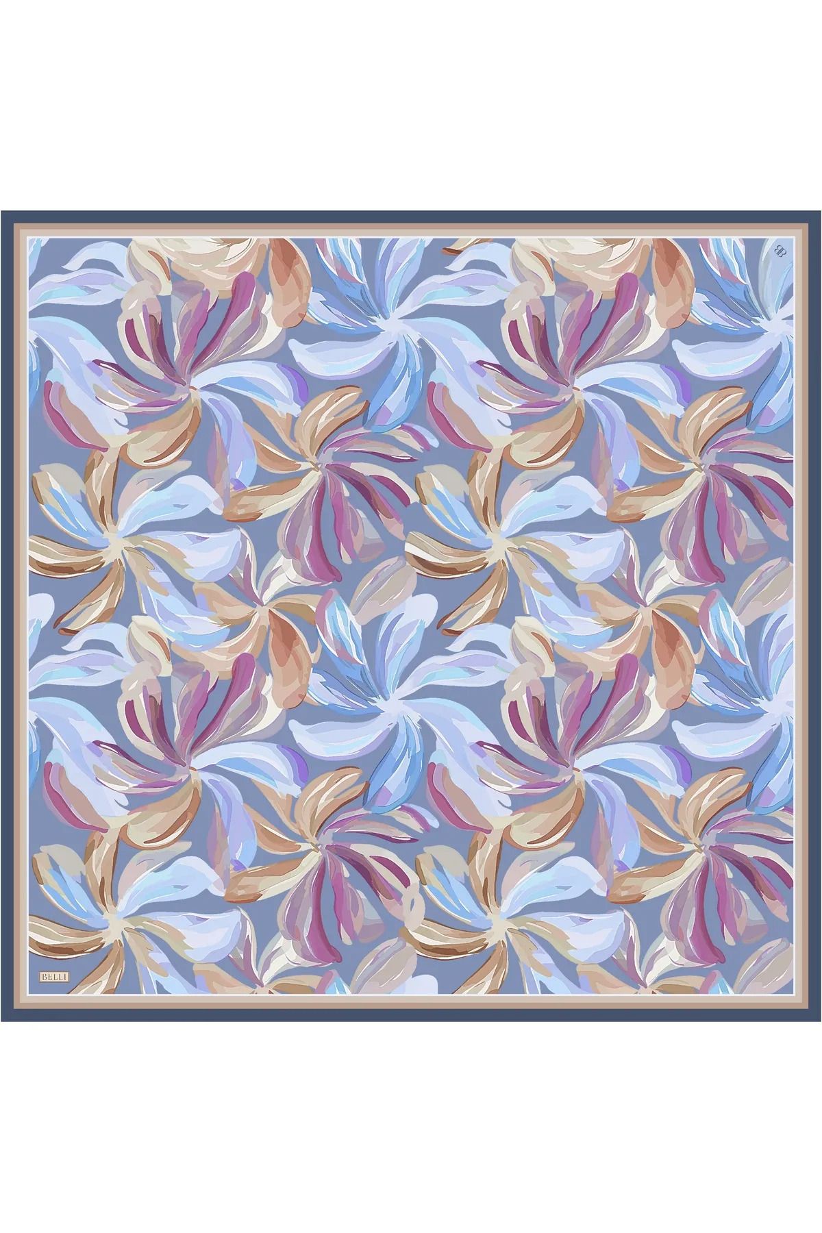Belli Saf İpek Eşarp 4107D (Twill İpek) 90 x 90 İndigo -37