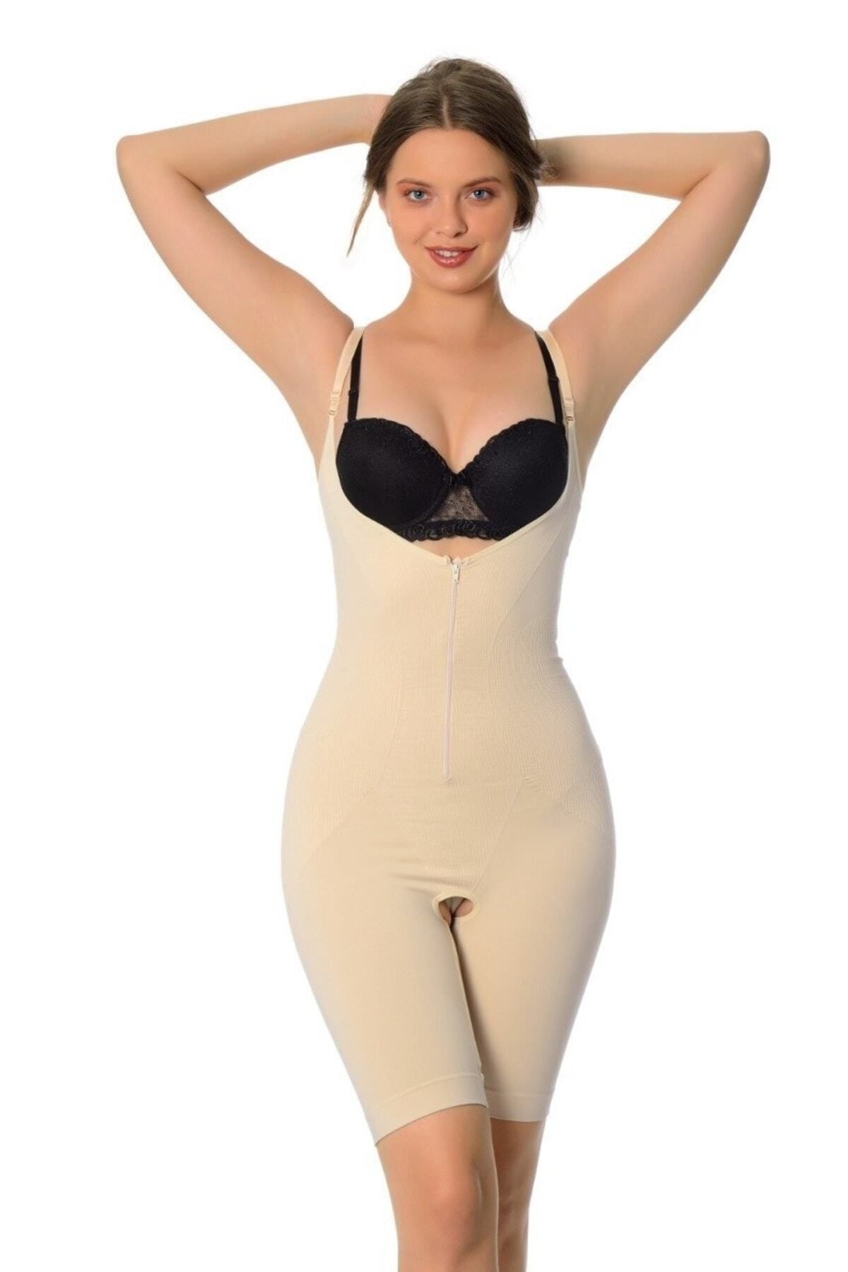 bazaar-turkey all you need Fermuarlı Altı Açık Tam Boy Korse 5522 Ten