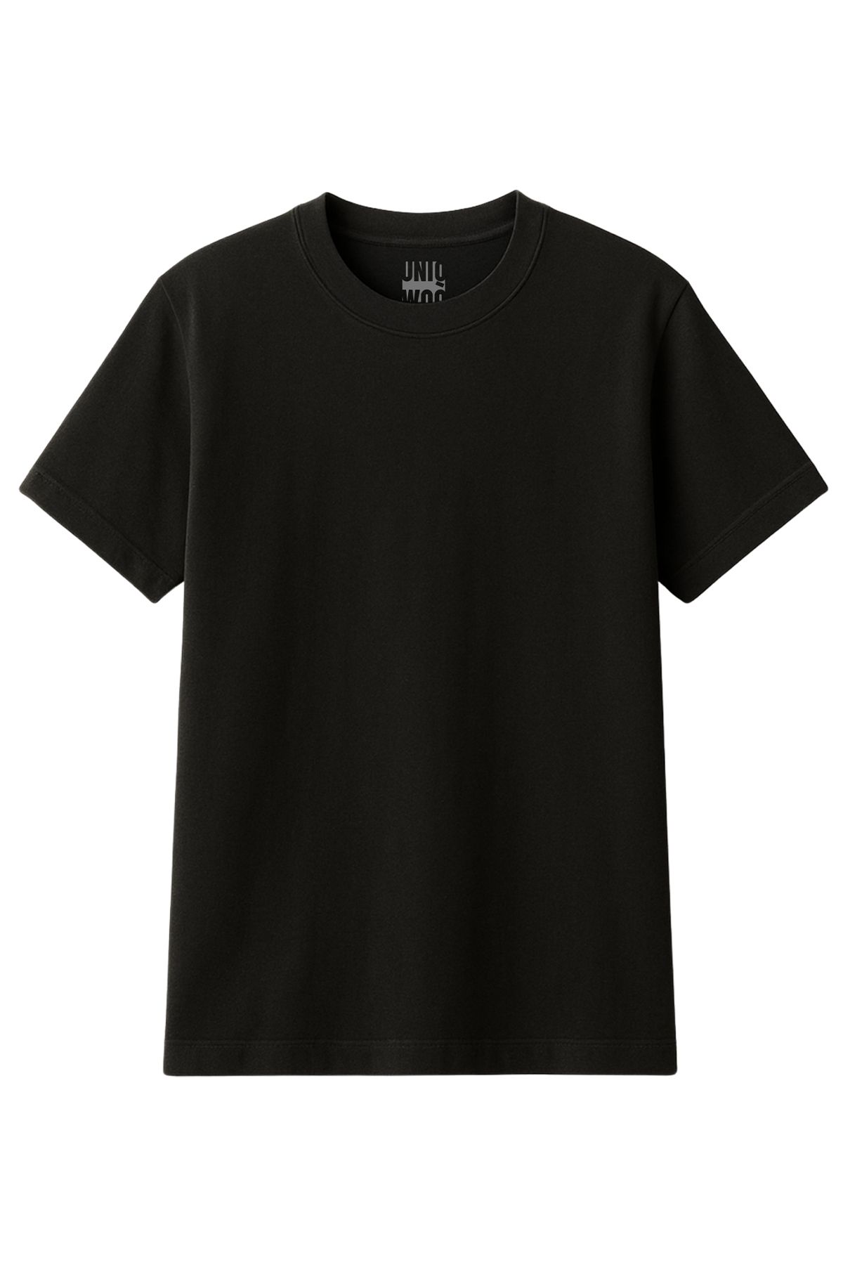 uniqwo Unisex %100 Pamuk Regular Siyah Basic T-Shirt