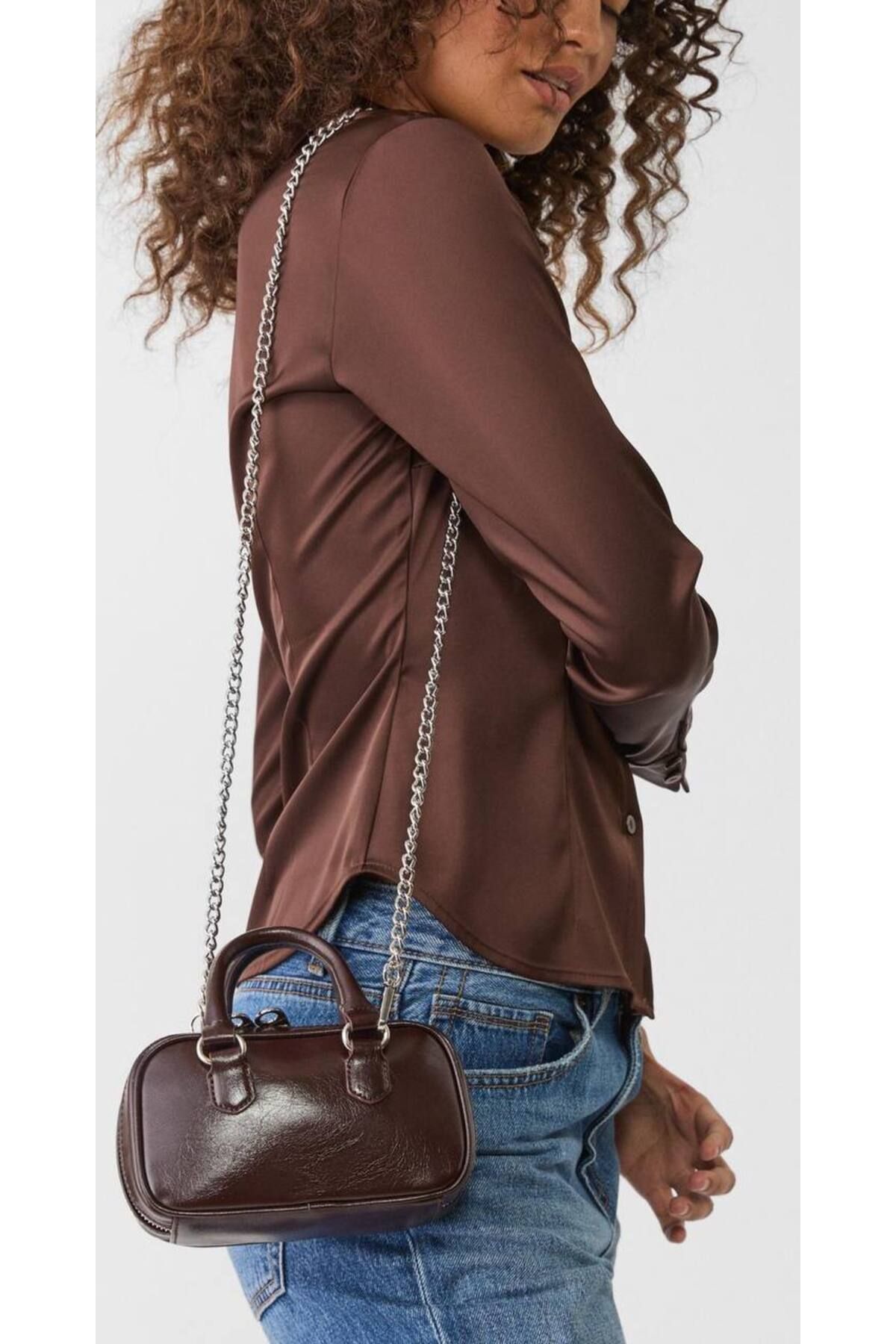 MODA Kadın Uzun Zincirli Mini Baget Çanta (Lütfen Renk Belirtiniz!)