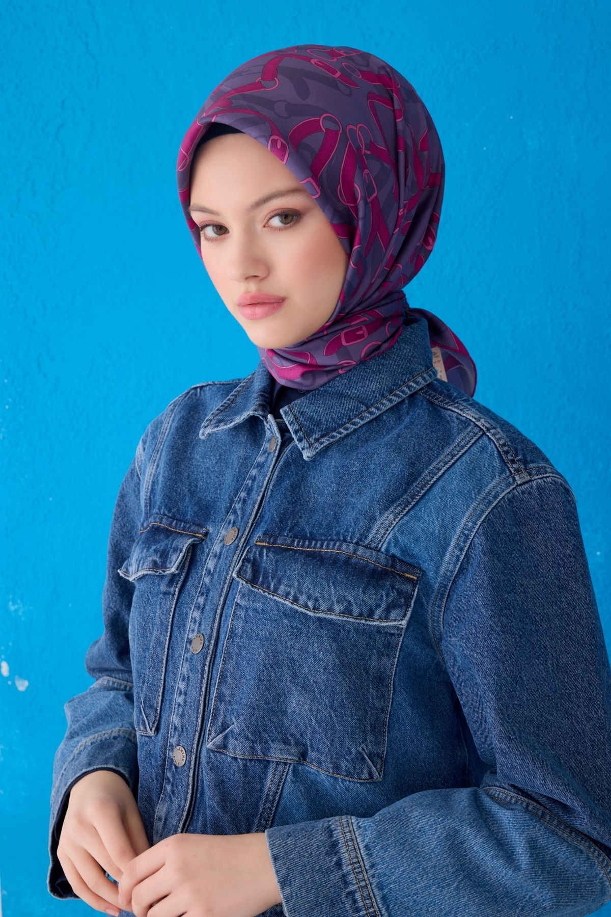 Belli Saf İpek Eşarp 4125D (Twill İpek) 90 x 90 Mürdüm - 54