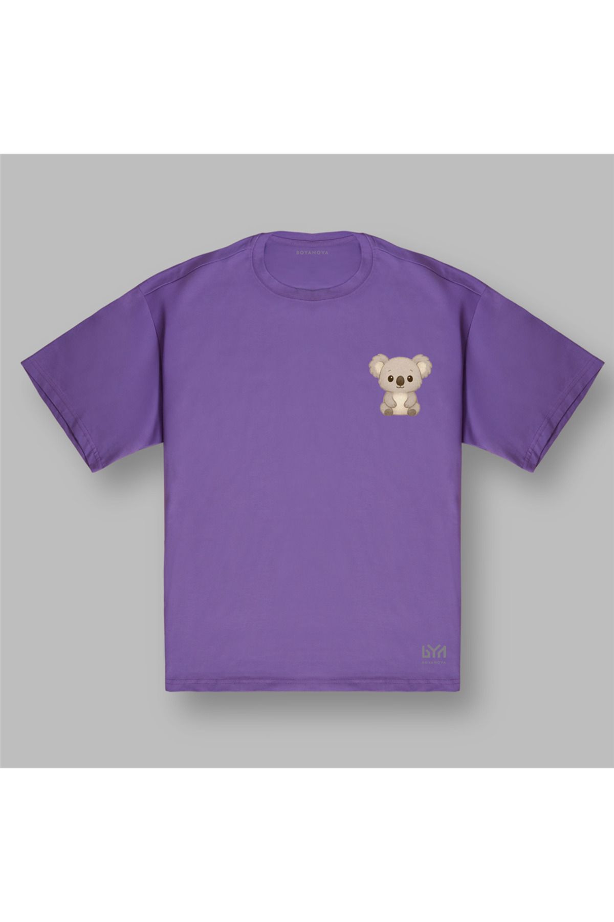BOYANOVA Koala Figürlü Oversize Mor Tişört