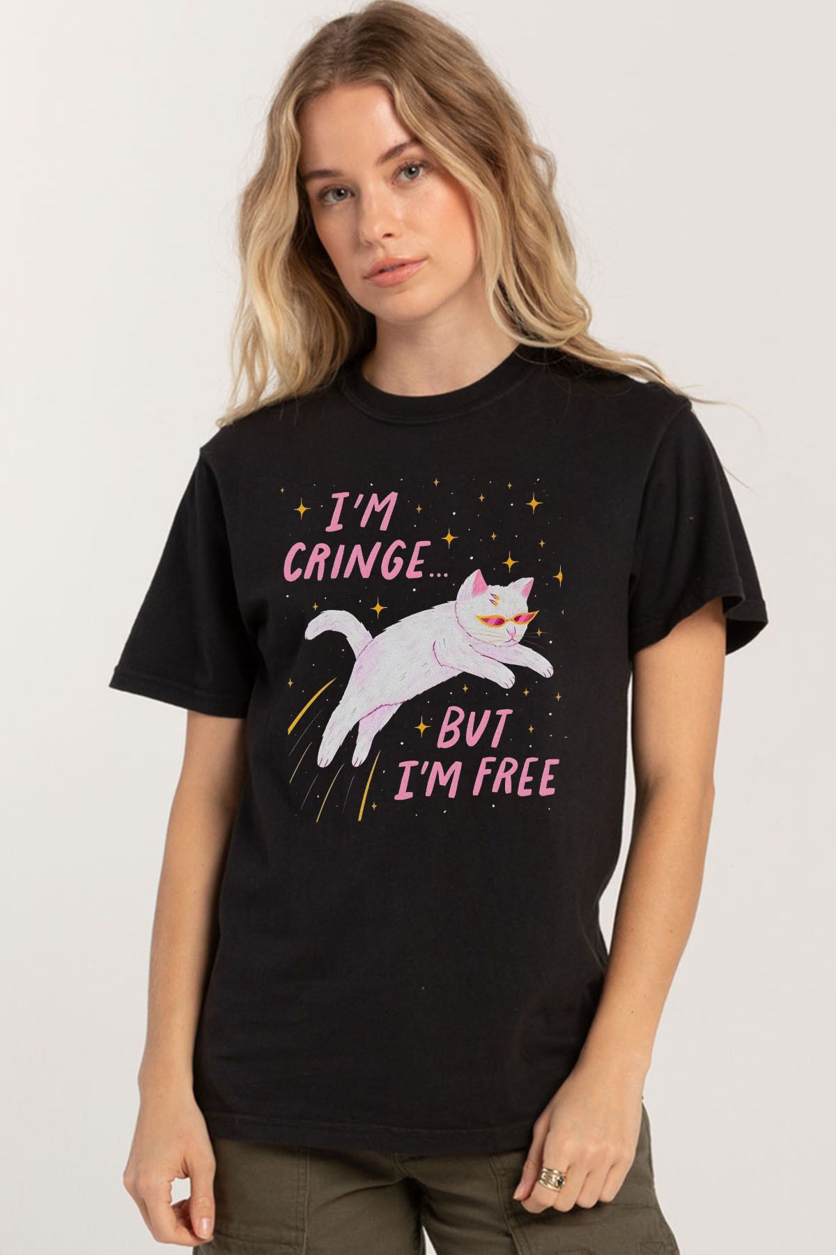 Tee&more. Unisex Regular Fit I'm Cringe But I'm Free Baskılı Premium T-shirt