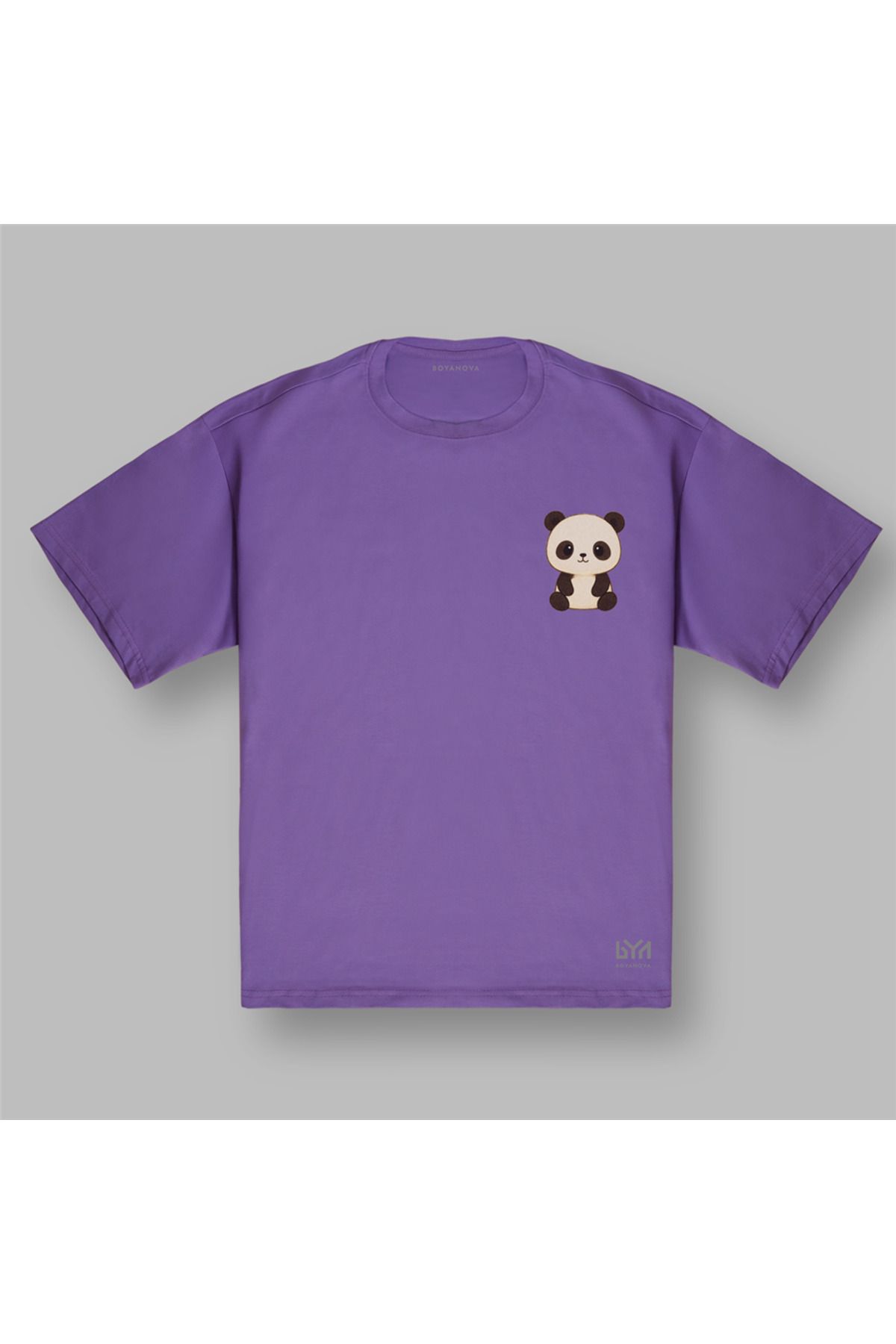 BOYANOVA Panda Figürlü Oversize Mor Tişört
