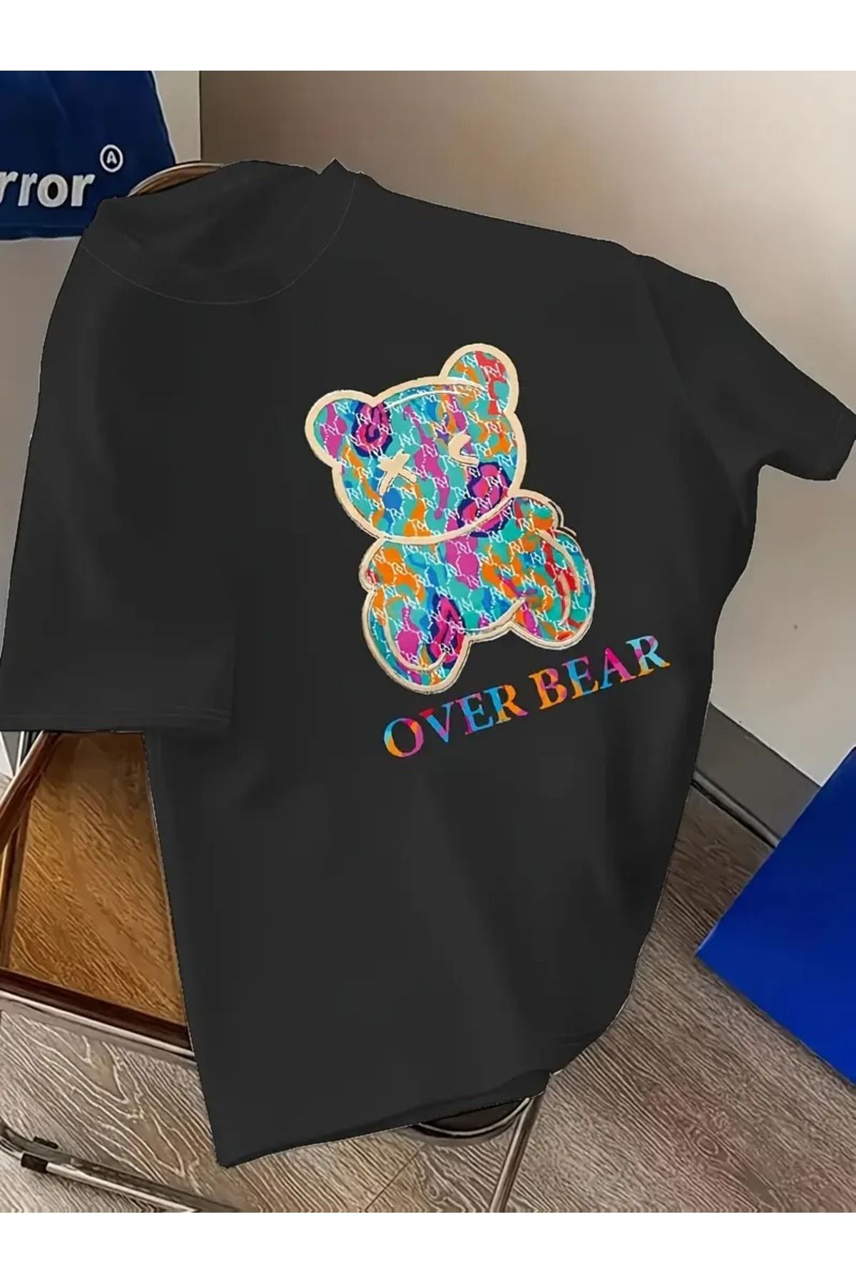 Massgai Unisex Over Bear Baskılı Oversize %100 Pamuk T-shirt