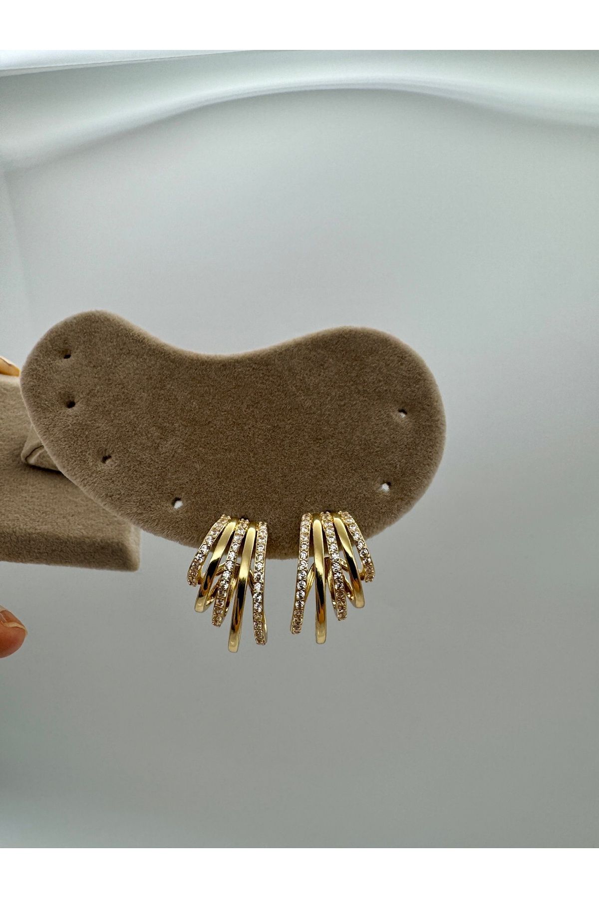 Chanceux Accessories Çelik Zirkon Taşlı Çoklu Küpe