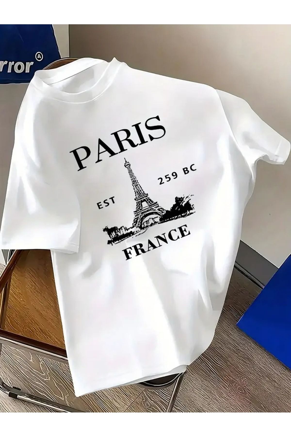Massgai Unisex Paris France Baskılı Oversize %100 Pamuk T-shirt