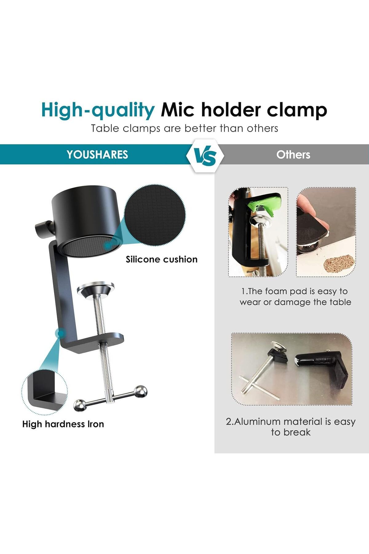 FlashHawk-Mic Boom Arm 360° Rotatable Microphone Stand with Desk Mount, for Live Streaming, Gaming, Radio 7