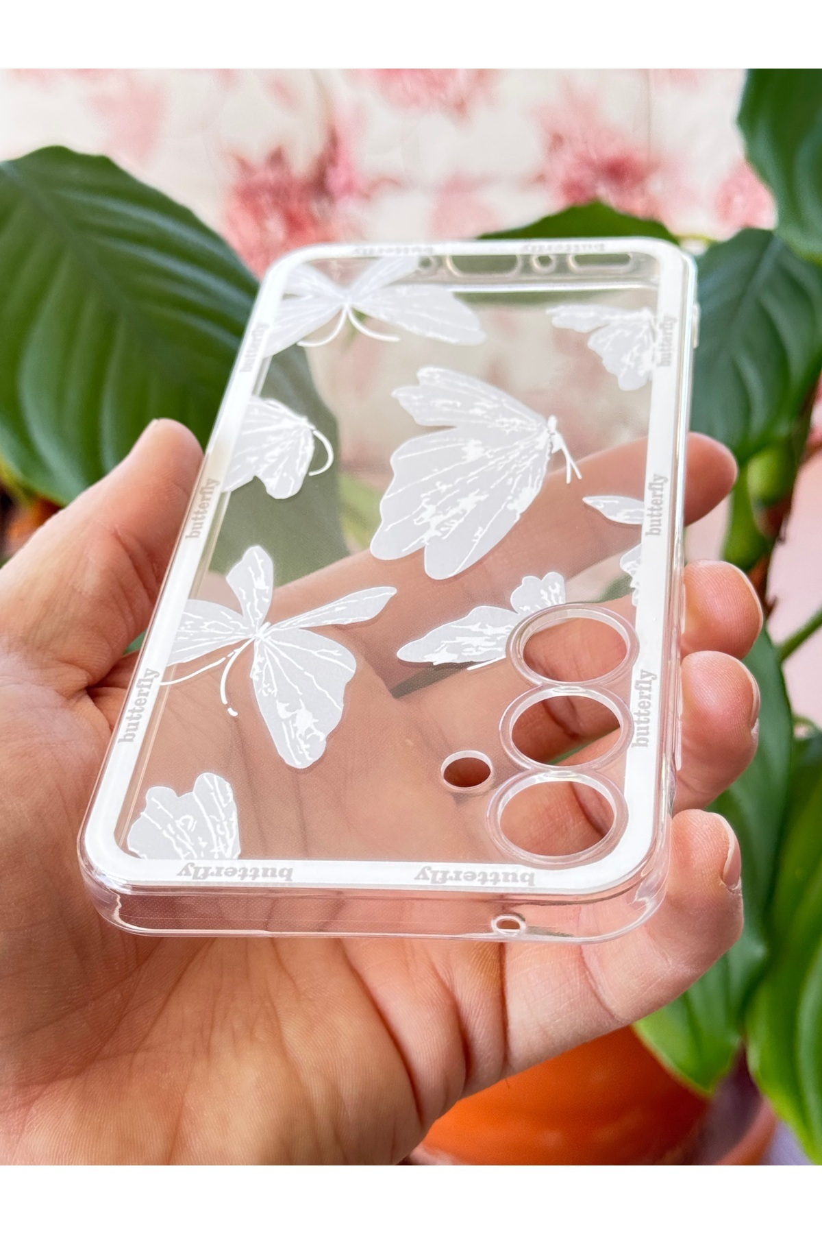 Fibaks-Galaxy M34 Compatible Case Designed Patterned Camera Protection Transparent Butterfly Flexible Soft Silicone Cover 5