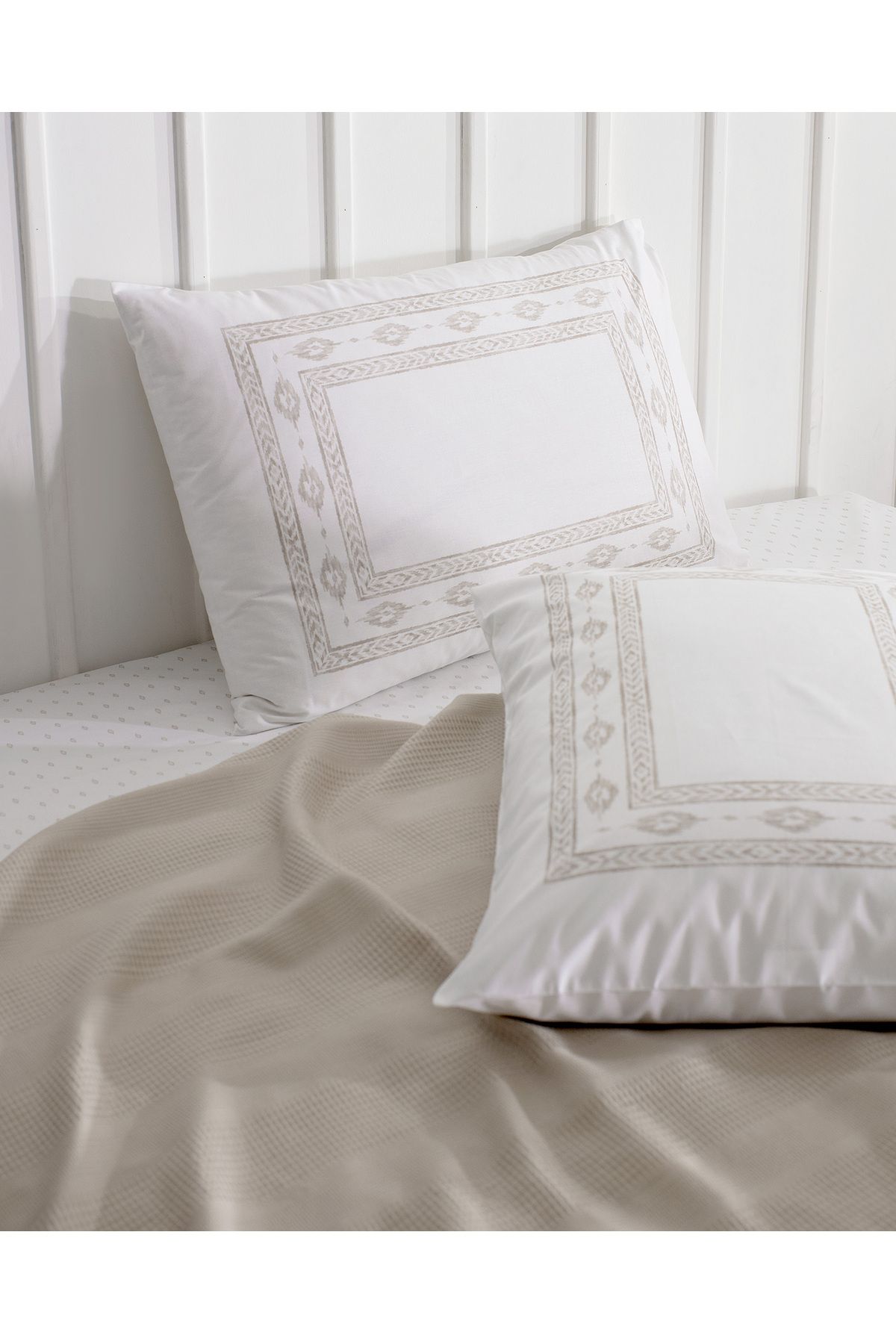 Madame Coco-Set Mathilda Single 100% Bumbac Karde Plain Pique - Bej 5
