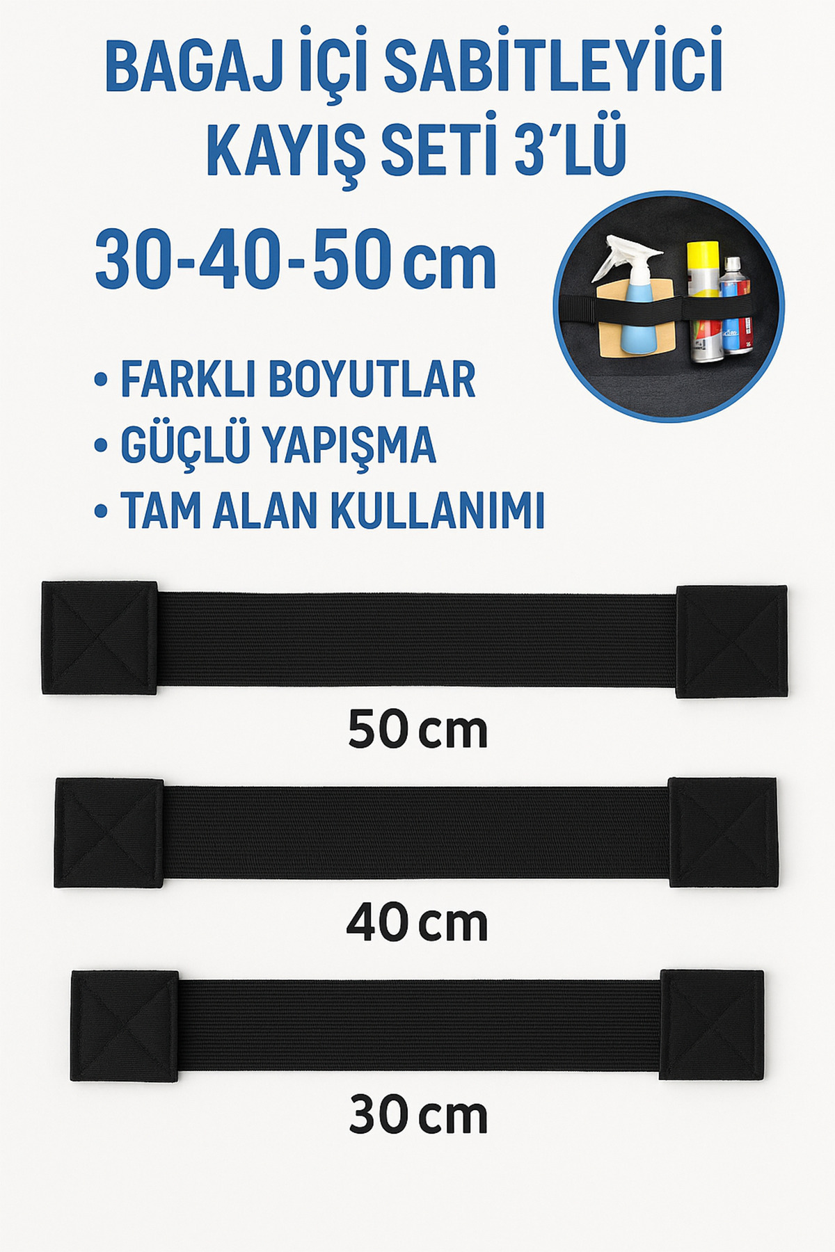 UYDEE Bagaj Toplayıcı Bagaj Düzenleyici Bagaj Organizeri Bagaj Lastiği Elastik Bagaj Sabitleyici 3 Lü Set