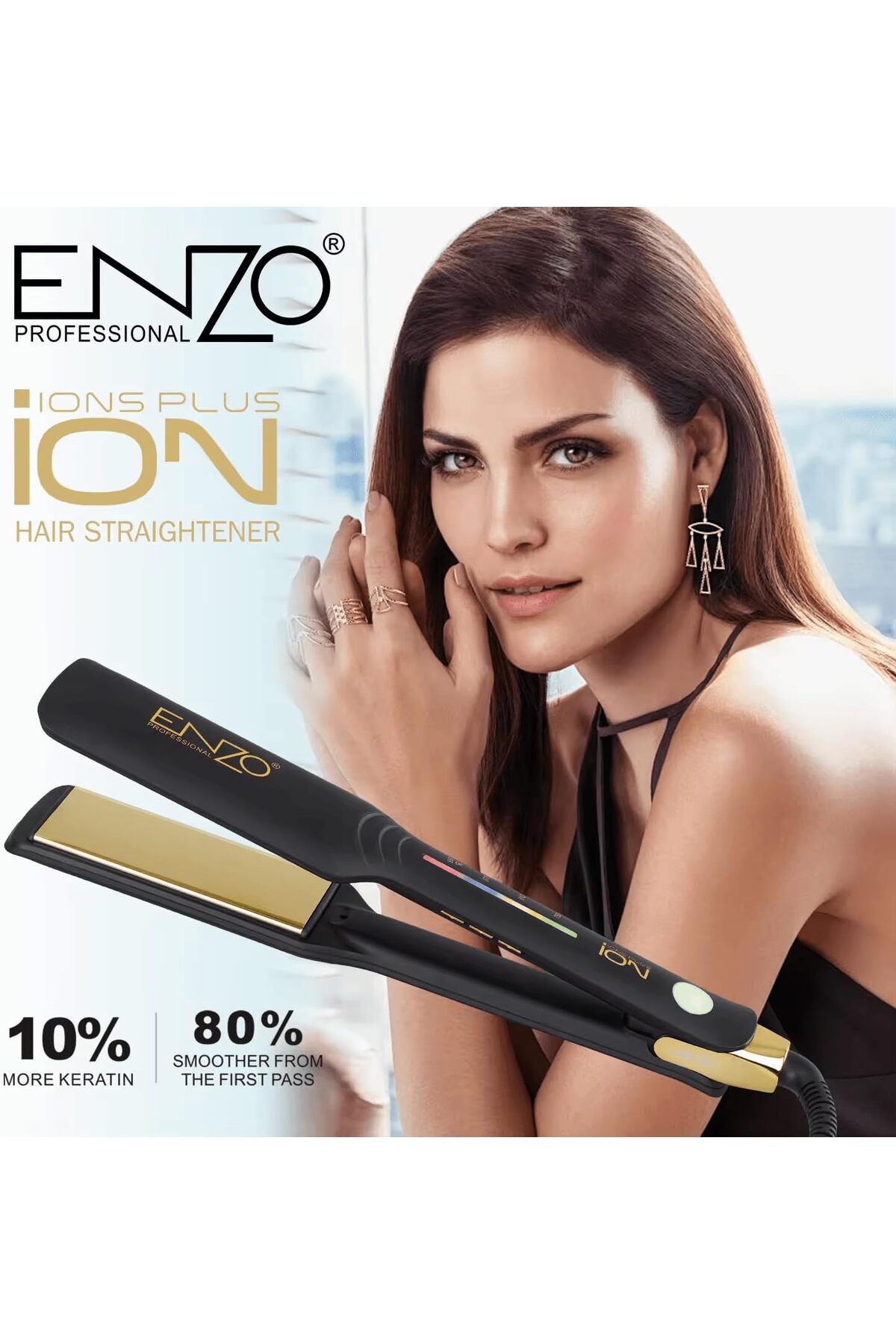 ENZO-EN-3994 Nano Titanium Straightener (Black) - Intl Version 7