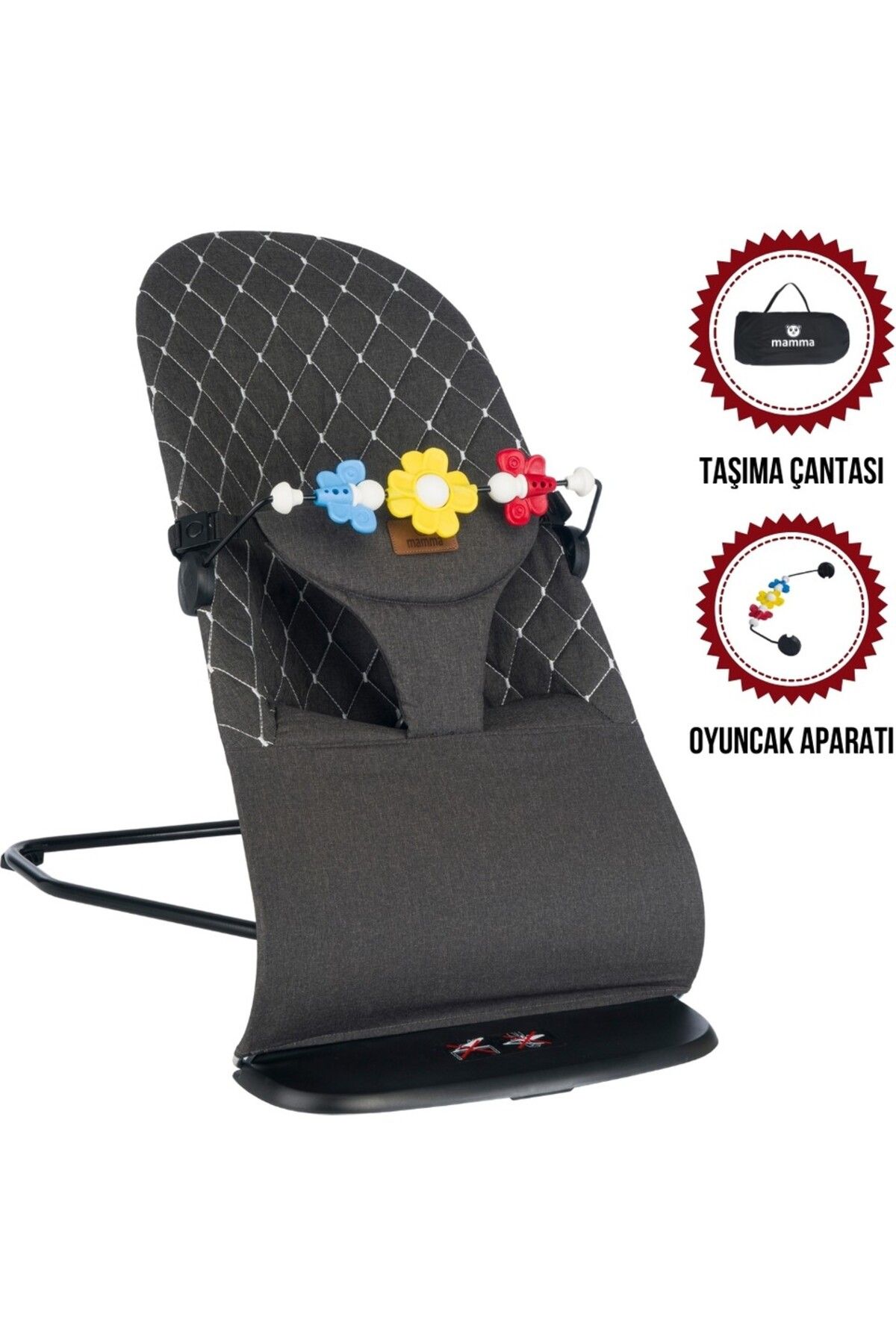 Lentini Mamma Smile Cotton Sallanır Üç Kademeli Ana Kucağı ( Oyuncak Aparatı ve Seyahat Çantası )