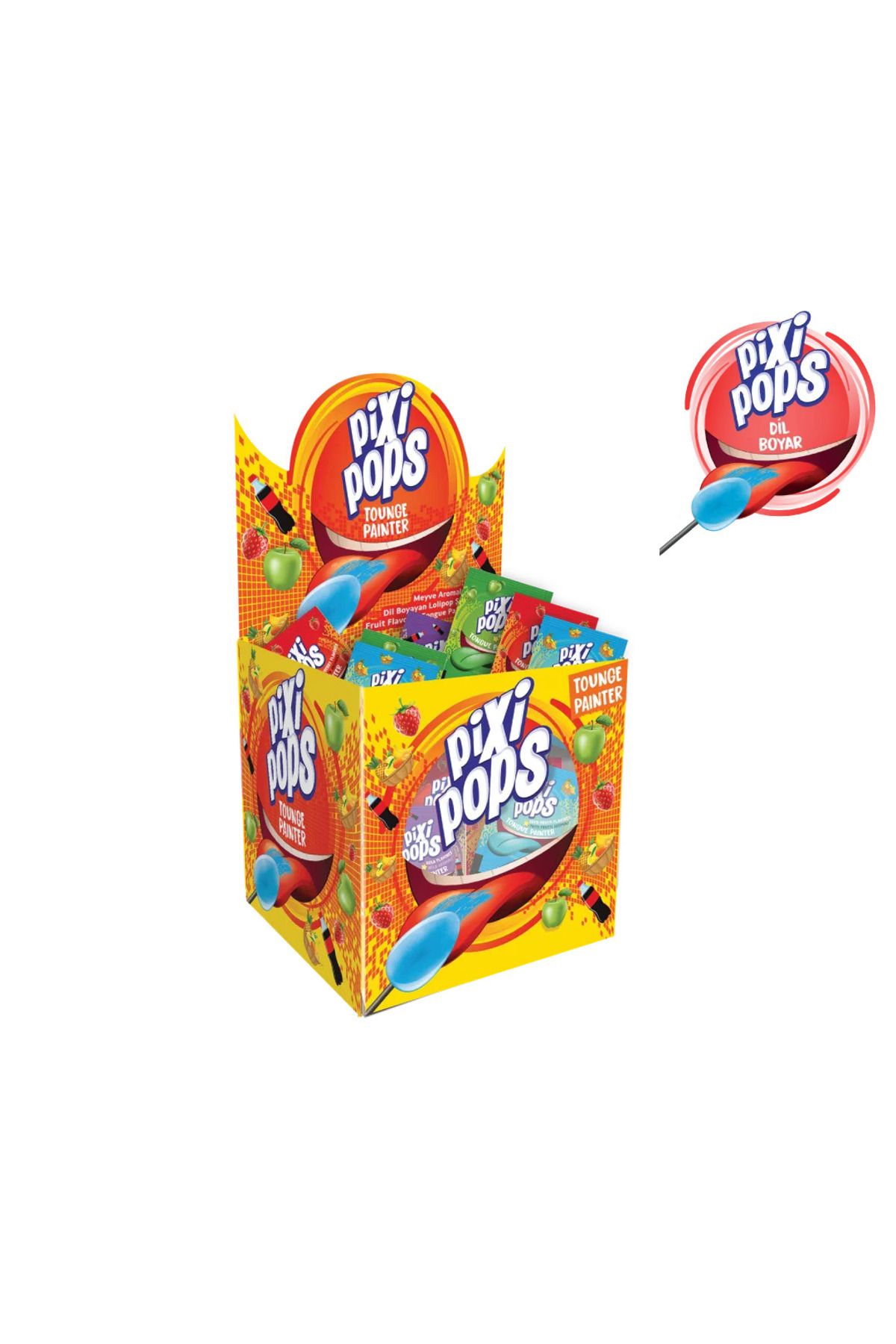 PIXI POPS Pıxıpops Yassı Dil Boyayan Lollıpop 150 Adet