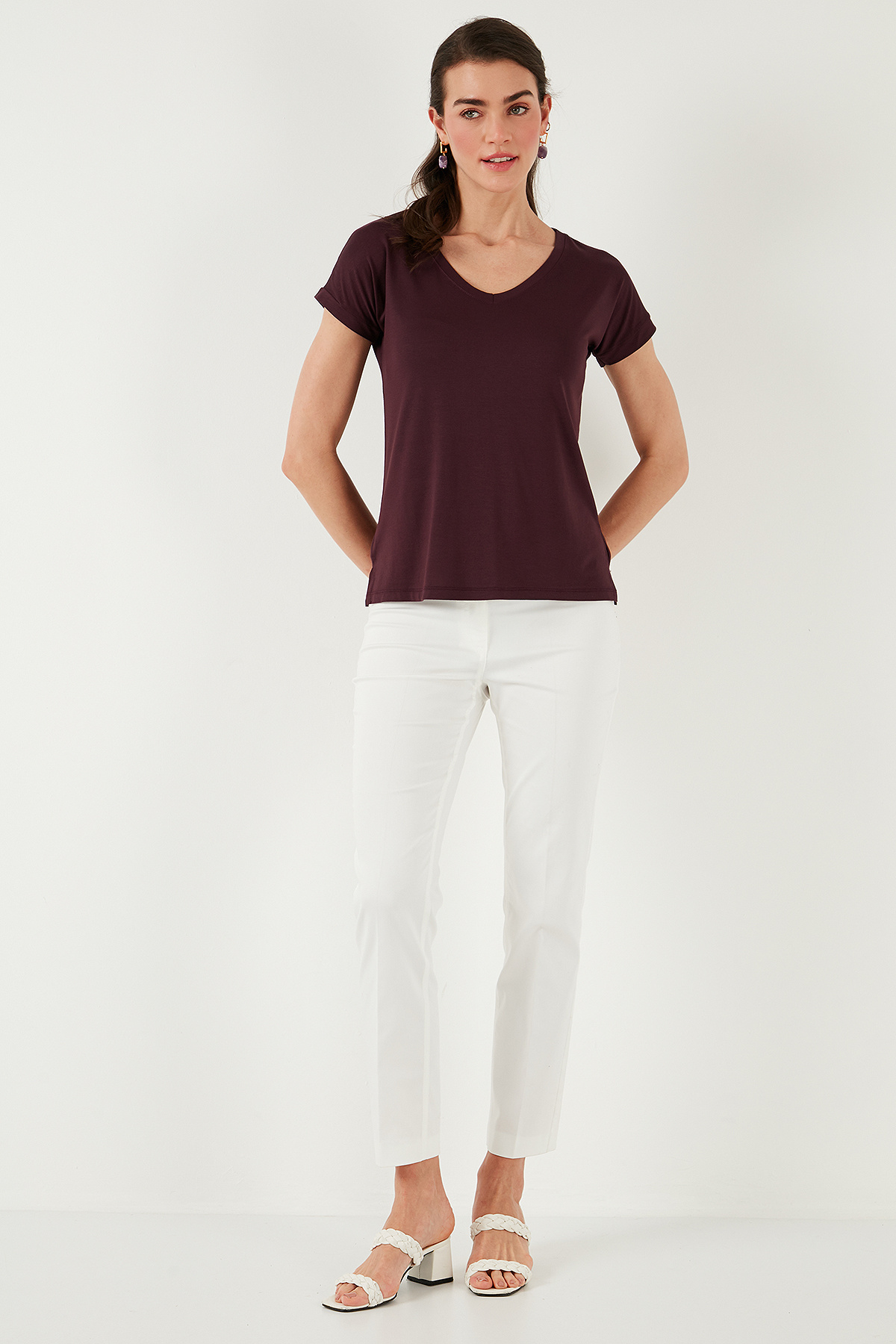 Lela-V-Neck Relaxed Fit Slit Detailed 2'Li Package Blouse Bluz 5862000S2 5