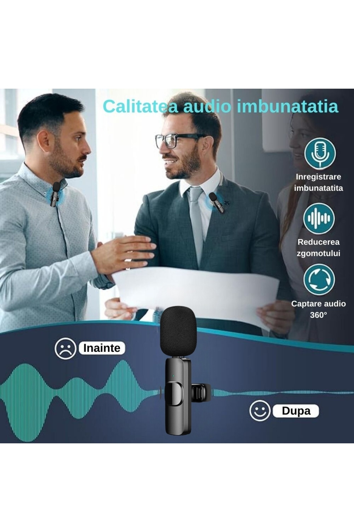 exaltus-Set of 2 Professional Lavalier Microphones, ®, Usb C, 3.5 Jack, Lightning, Noise Reduction 6