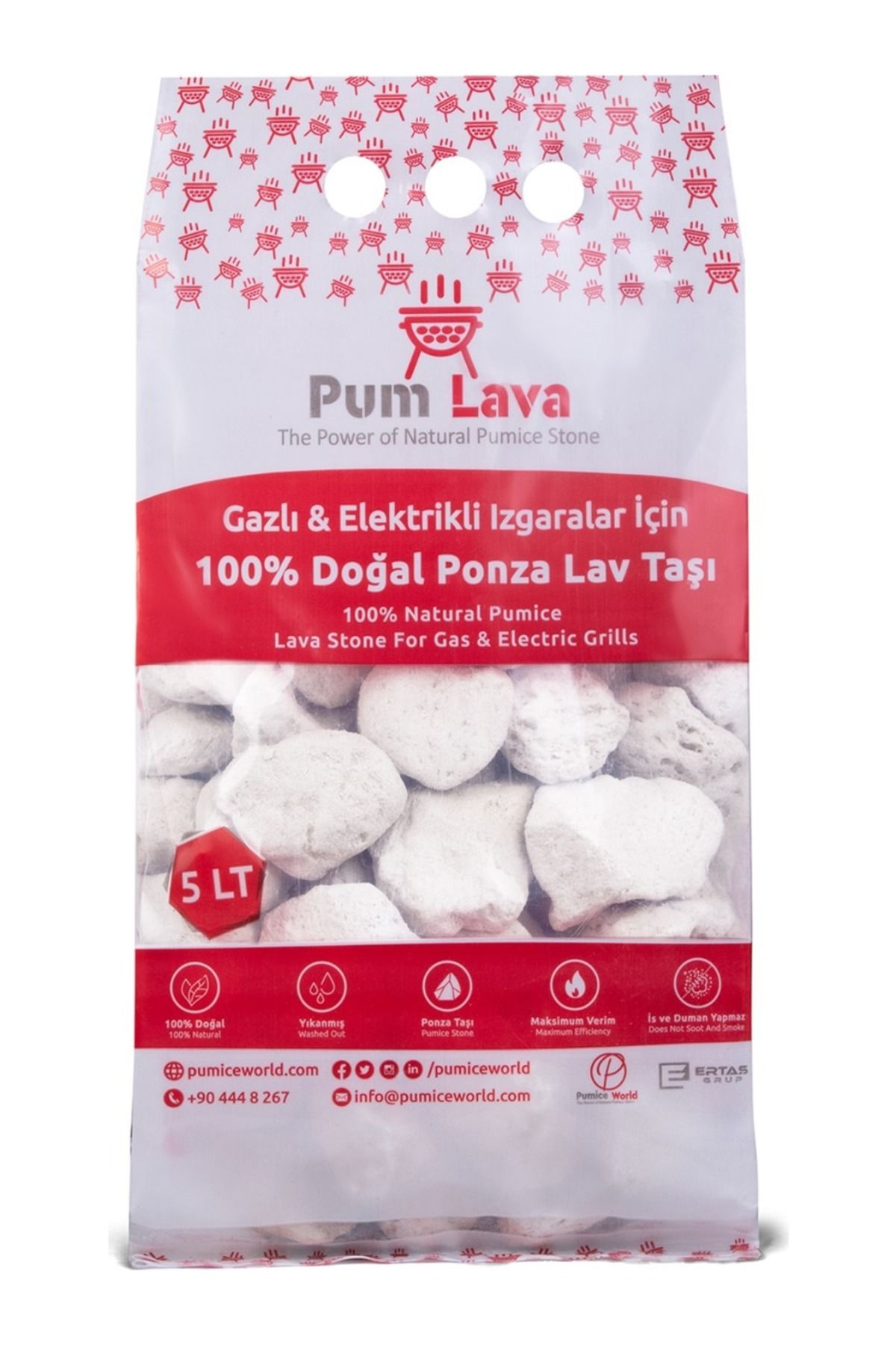 Pumice World Lav Taşı Tüplü Mangallara Uyumlu Beyaz Tüplü Mangal Kömürü