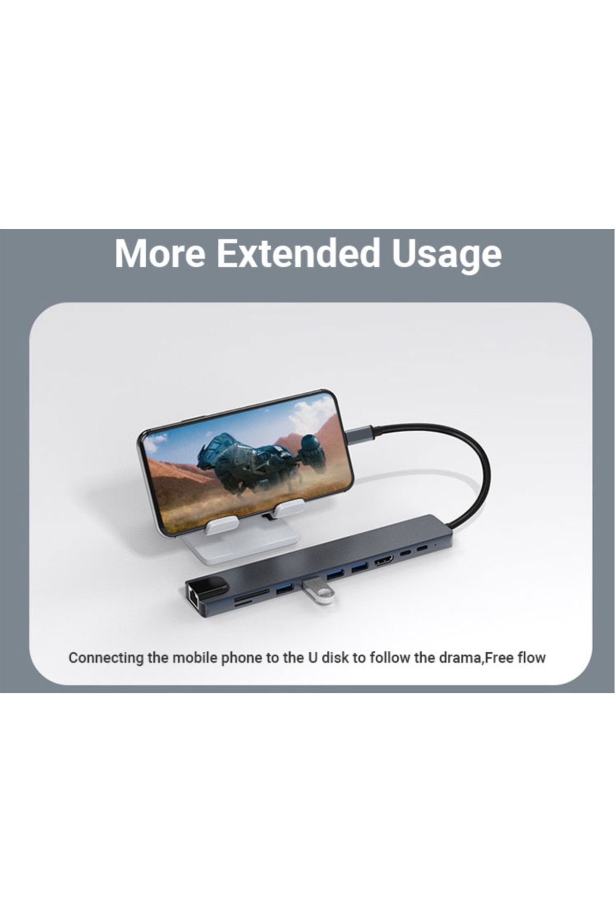 LUVLU-Hub Usb C 10 In 1, 1 Hdmi 4k, 1 Pd 100w, 1 Rj45, 1 Sd/tf, 3 Usb 2.0, 1 Usb 3.0, 1 Usb-c Data 8