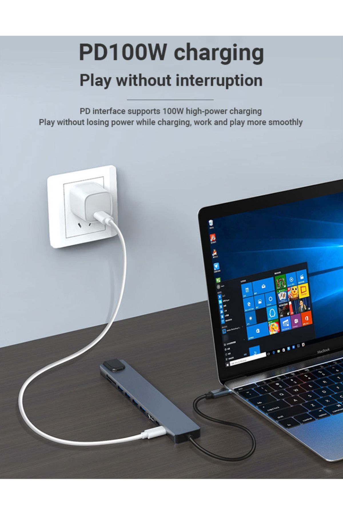 LUVLU-Hub Usb C 10 In 1, 1 Hdmi 4k, 1 Pd 100w, 1 Rj45, 1 Sd/tf, 3 Usb 2.0, 1 Usb 3.0, 1 Usb-c Data 6