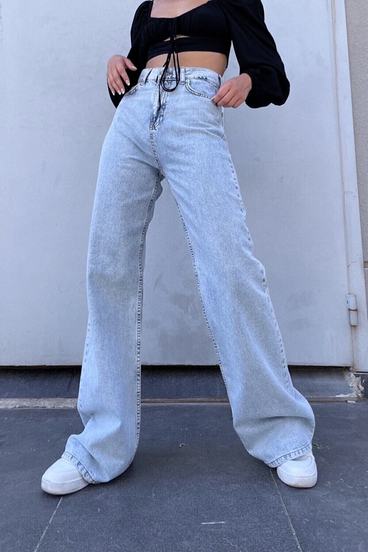 viking's line Camelio Gold Ikon 90's Likralı Süper Extra Yüksek Bel Palazzo Salaş Jean Pantolon