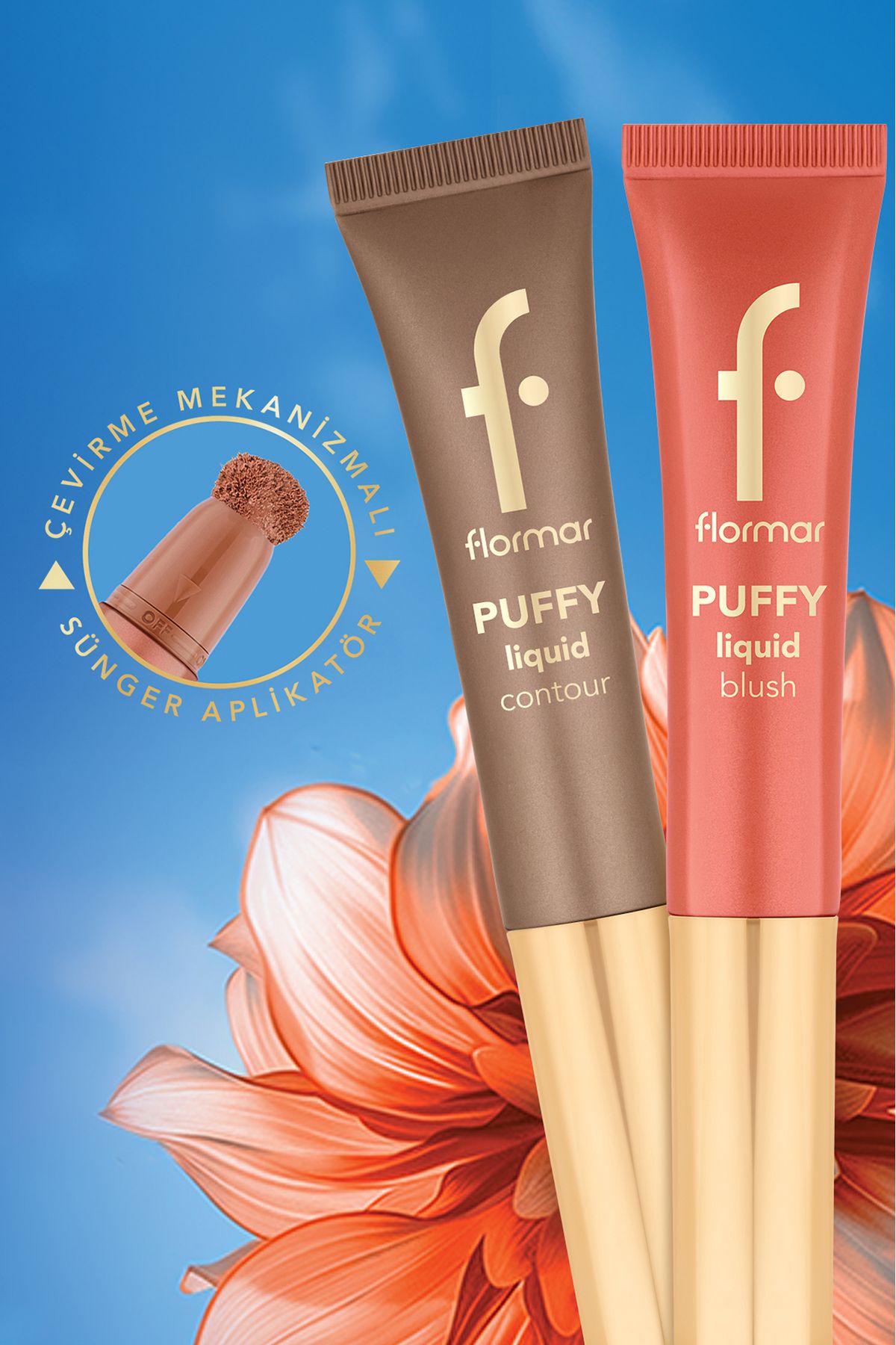 Flormar-Puffy Moisturizing Effect & Shiny Finish Liquid Blush with Sponge Applicator-002Peachy Glow-8682536093880 7