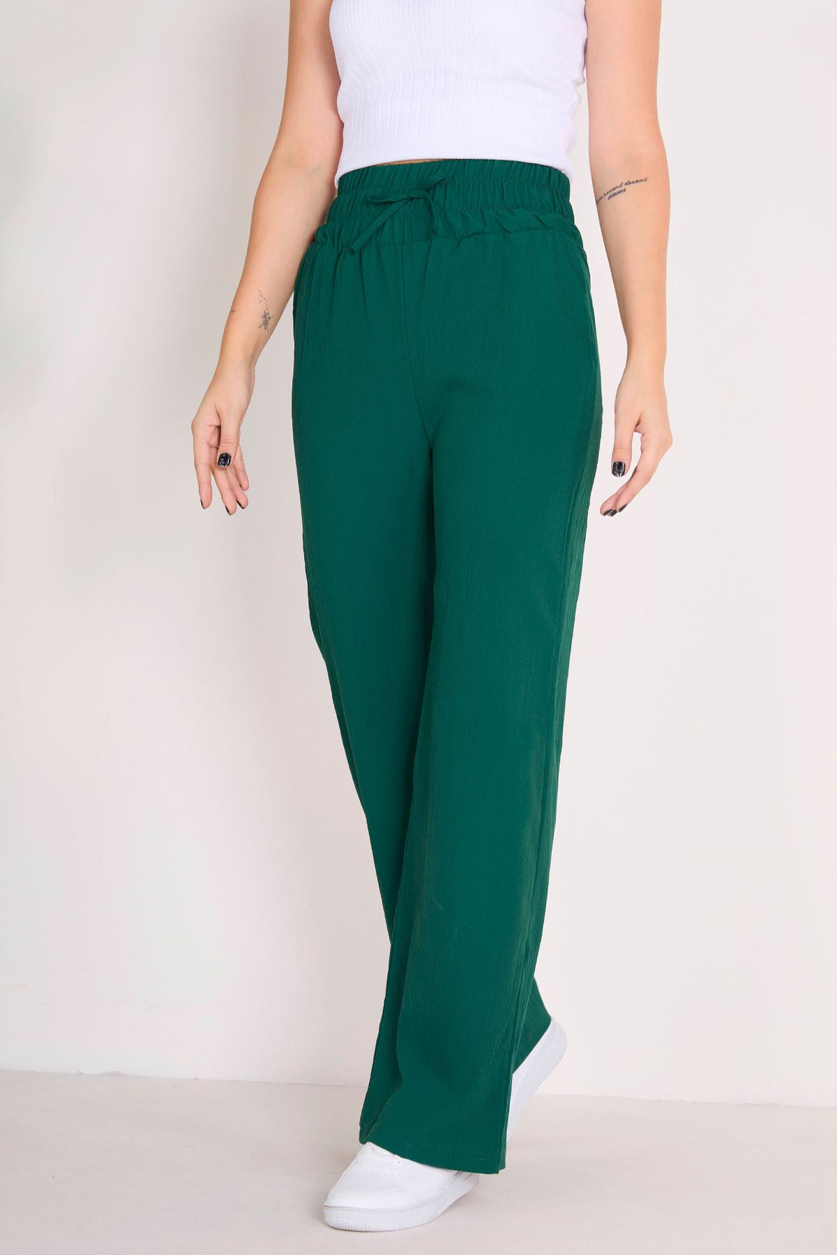 TOFİSA Beli Lastikli Pantolon Zümrüt - 27074