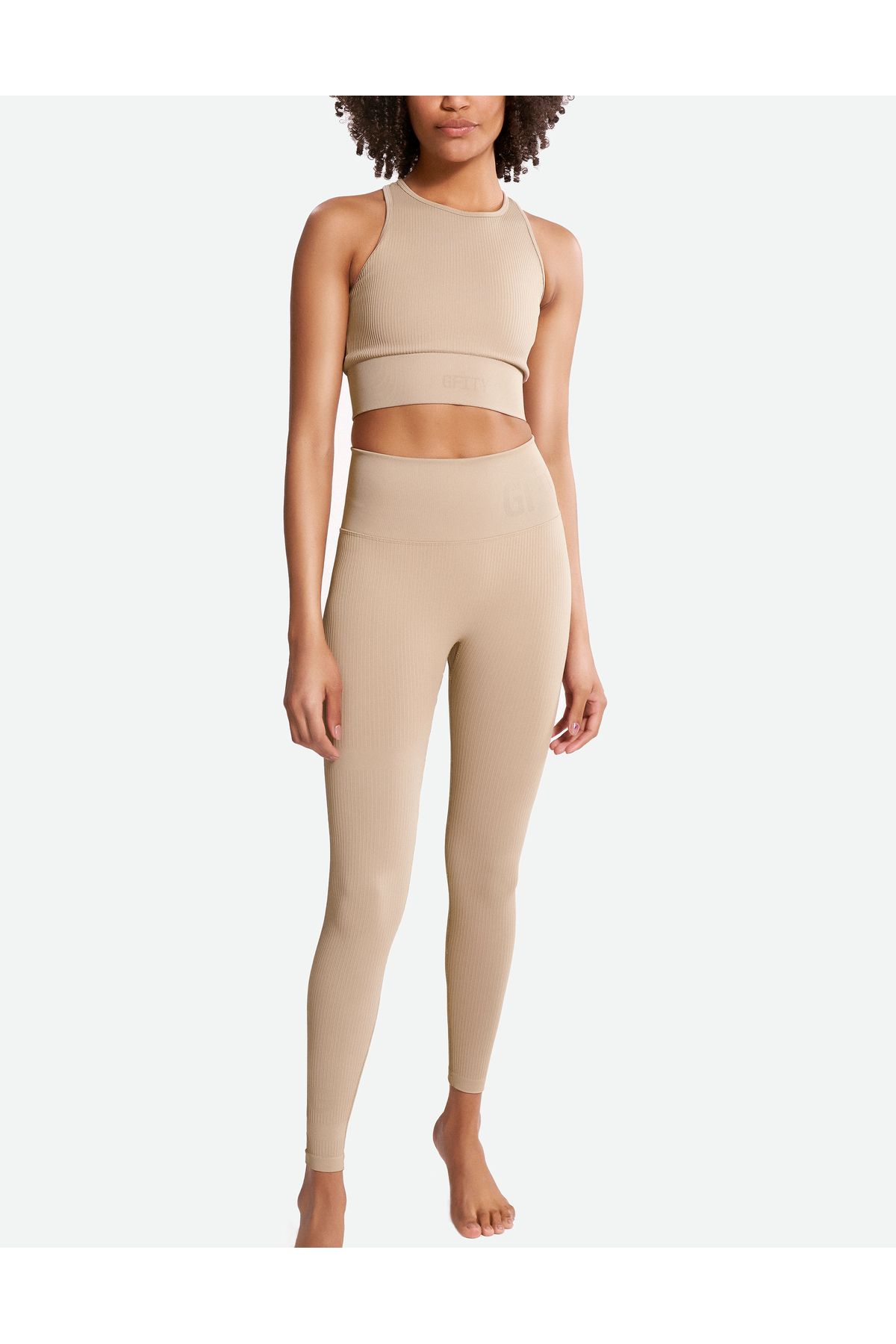 Gfity Ribseamless High Waist Tights - Brown Sugar