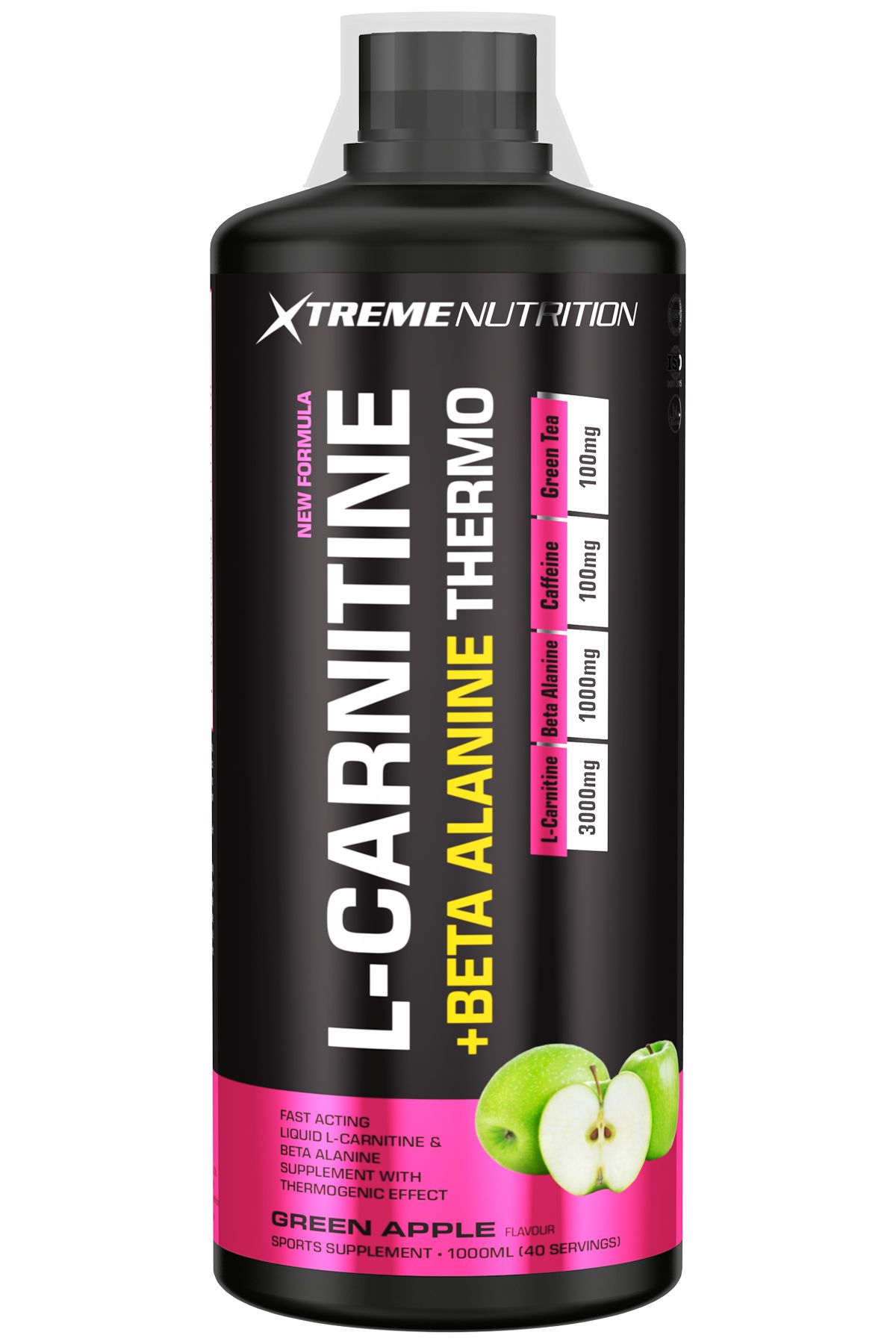 L-carnitine Thermo 3000 Beta Alanine Takviyeli - 1000 ml - Yeşil Elma - 40 Servis - L-karnitin