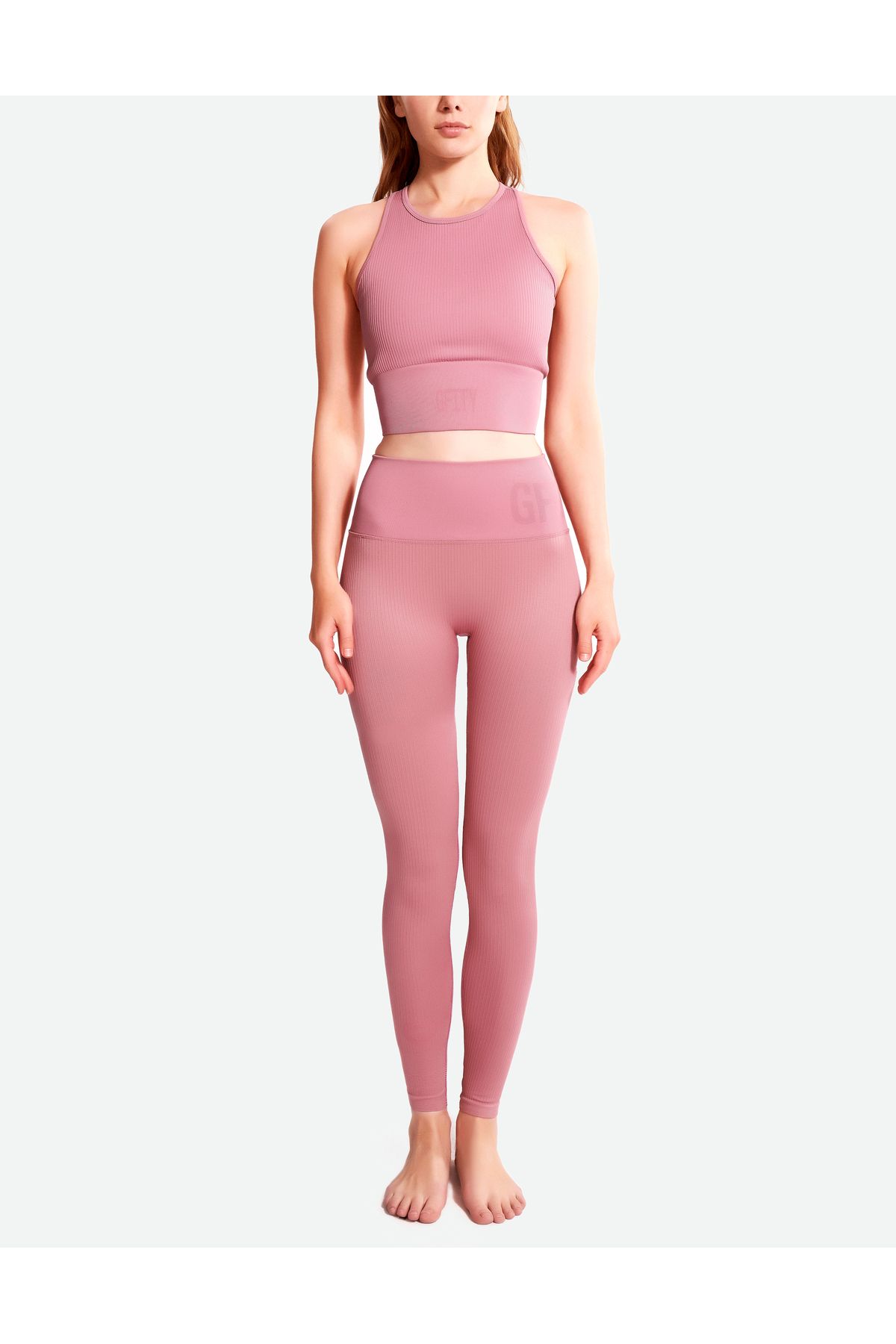 Gfity Ribseamless High Waist Tights - Brandied Apricot