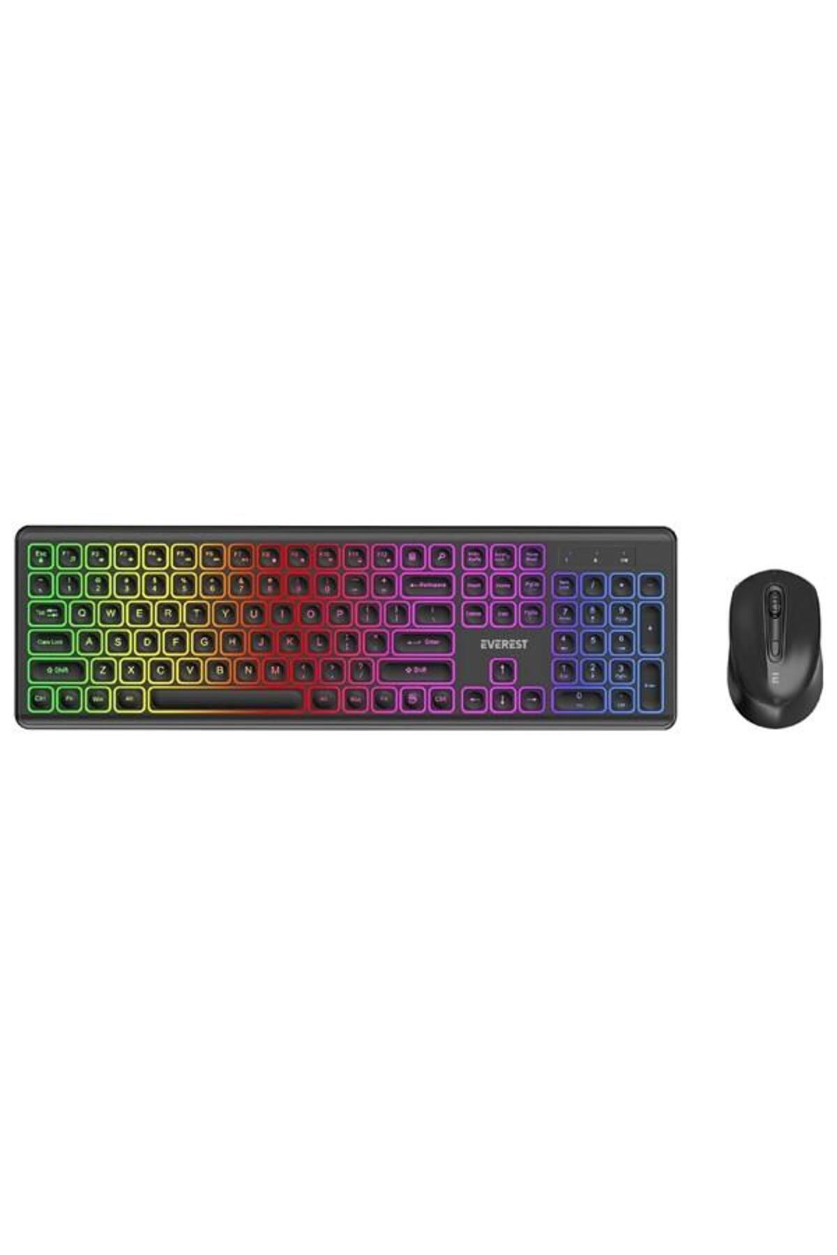 Everest KM-319BT Siyah 2.4G+BT1+BT2 Çoklu Cihaz Bağlantılı Q Set Kablosuz Klavye + Mouse