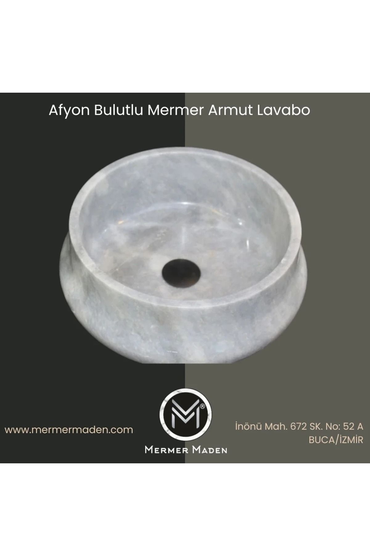 MermerMaden Afyon Bulutlu Armut Mermer Lavabo