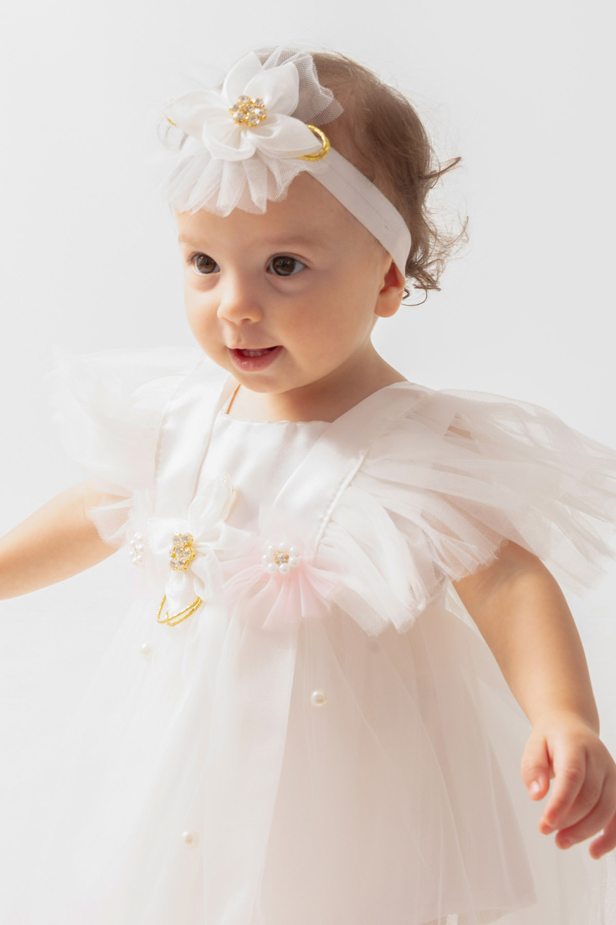 Genel Markalar Ponpon Baby Kız Bebek Yenidoğan Hediyelik Premium Mevlüt Elbisesi fotoğrafı 2 (önizleme)