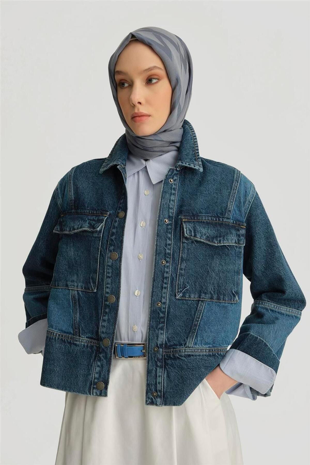 Armine-Patchwork Denim Jacket 25Yd9120 Indigo 4