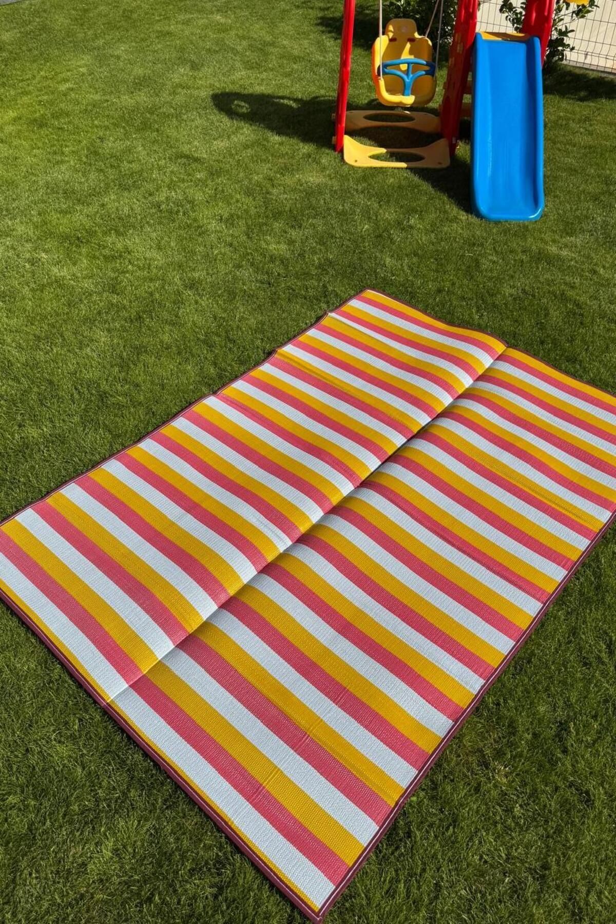 SANRUGS Home & Living Yıkanabilir ve Katlanabilir Piknik, Kamp, Plaj, Balkon, Bahçe Dokuma Hasır Savan Mat Sisal