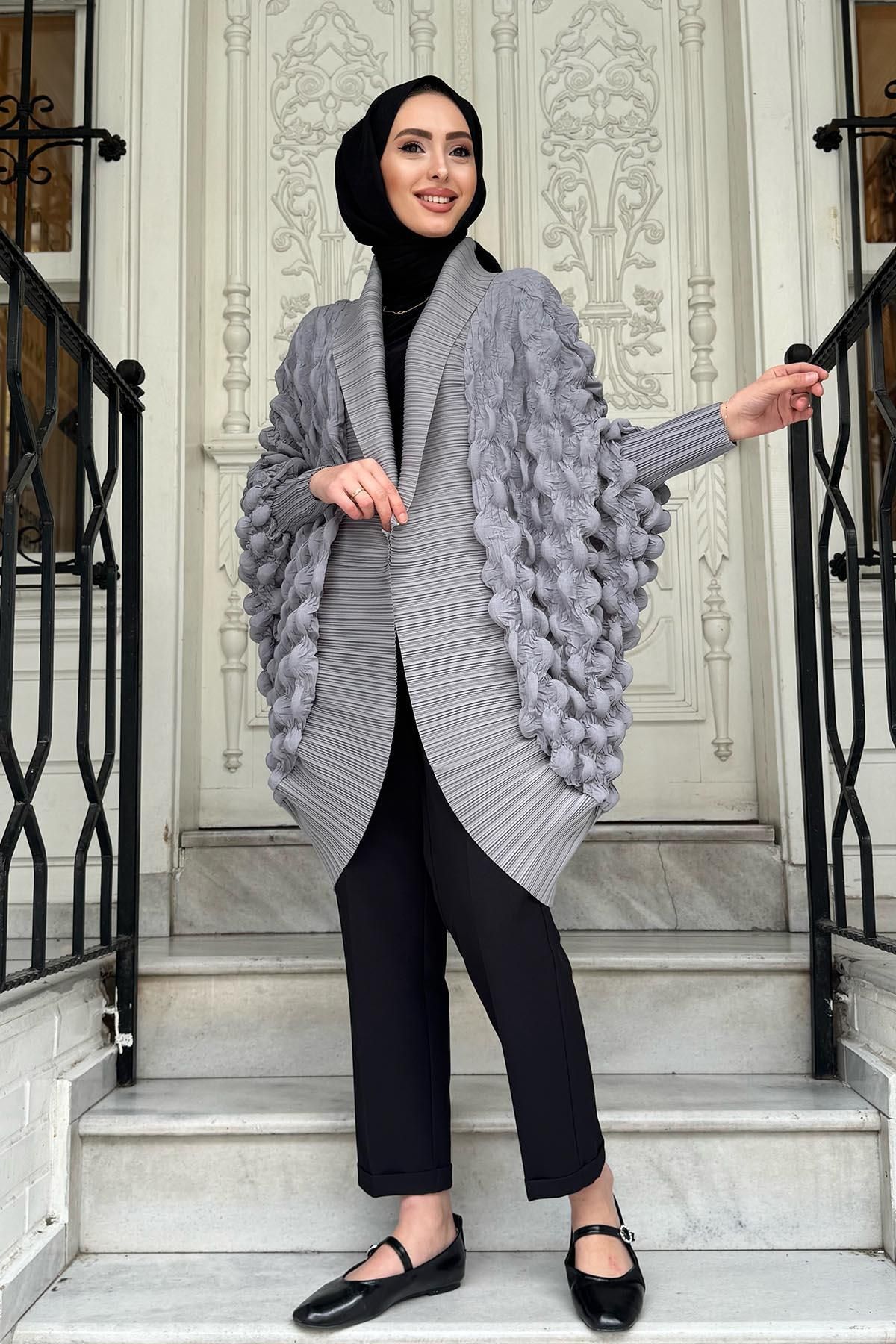 EkshiButik EKSHİ İthal Hırka EKS005 Gri