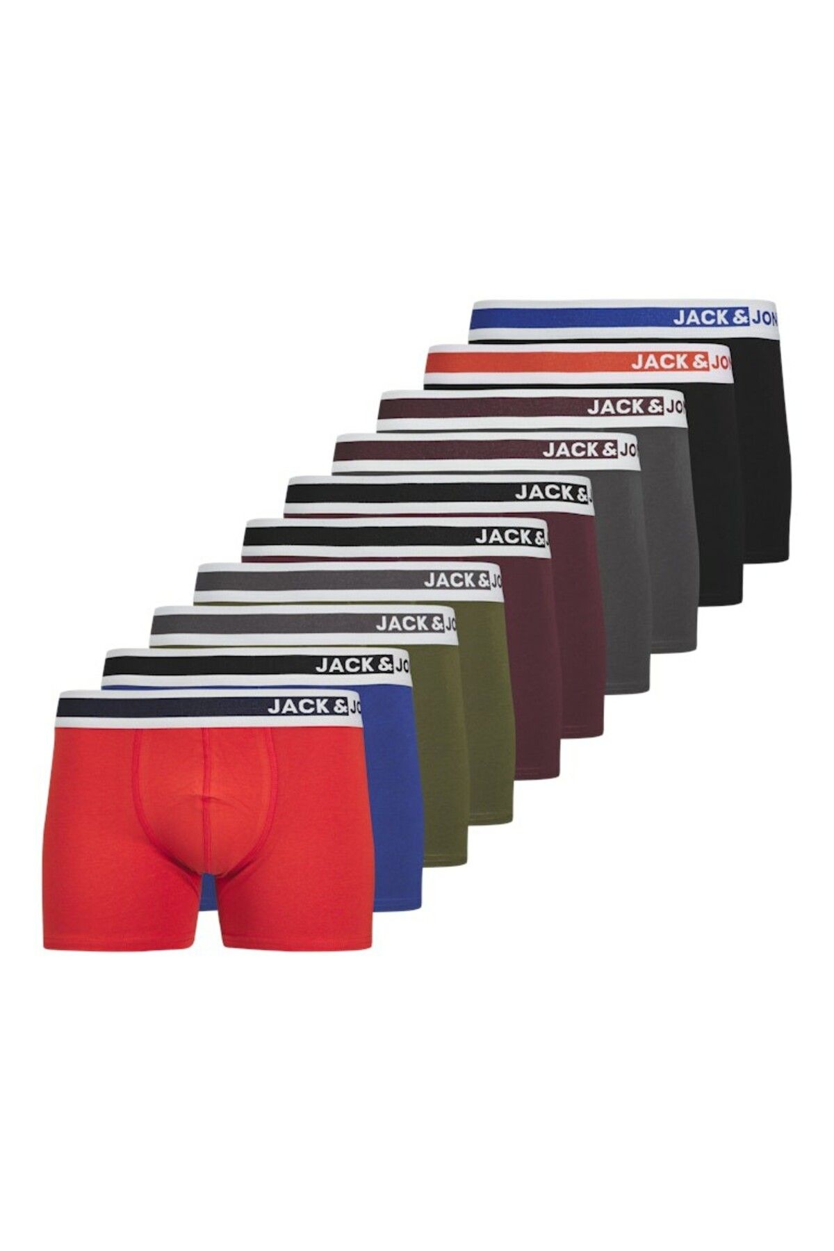 Jack & Jones Erkek Kırmızı Jacjimmy Solid Trunks 10 Pack Styd Boxer 12264001-Aurorared