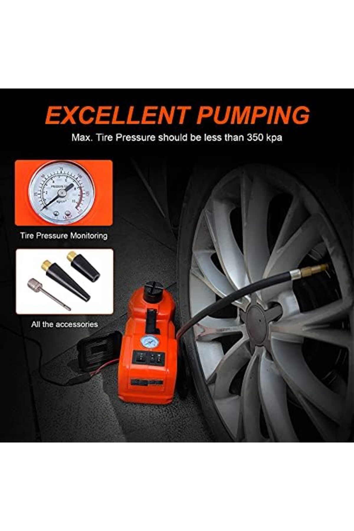 رافعة سيارة هيدروليكية كهربائية سعة 5 أطنان بجهد 12 فولت ومفتاح ربط صدمات لسيارات الدفع الرباعى